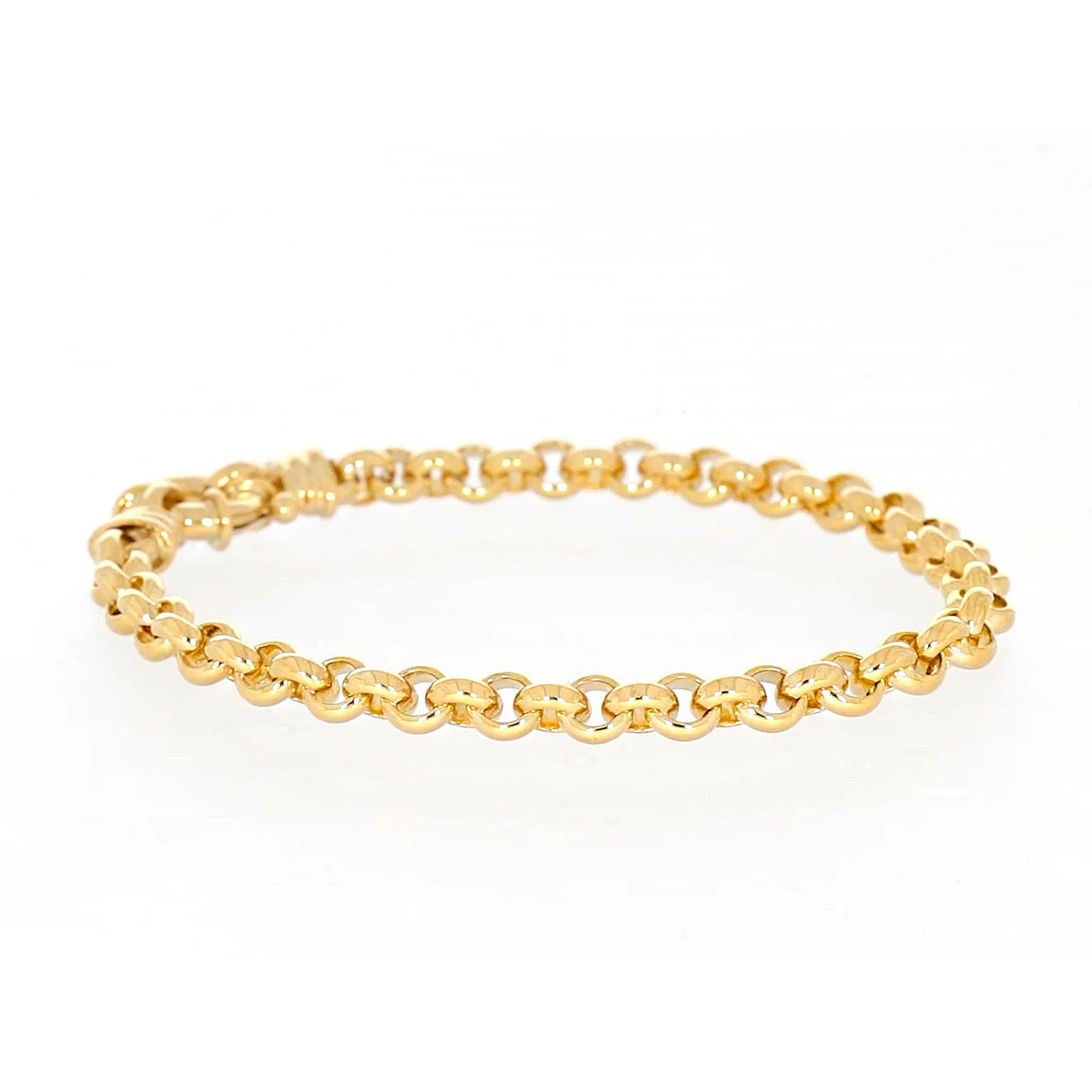 9ct Yellow Gold Silver Filled 19cm Round Belcher with Bolt Ring Bracelet - Image 63