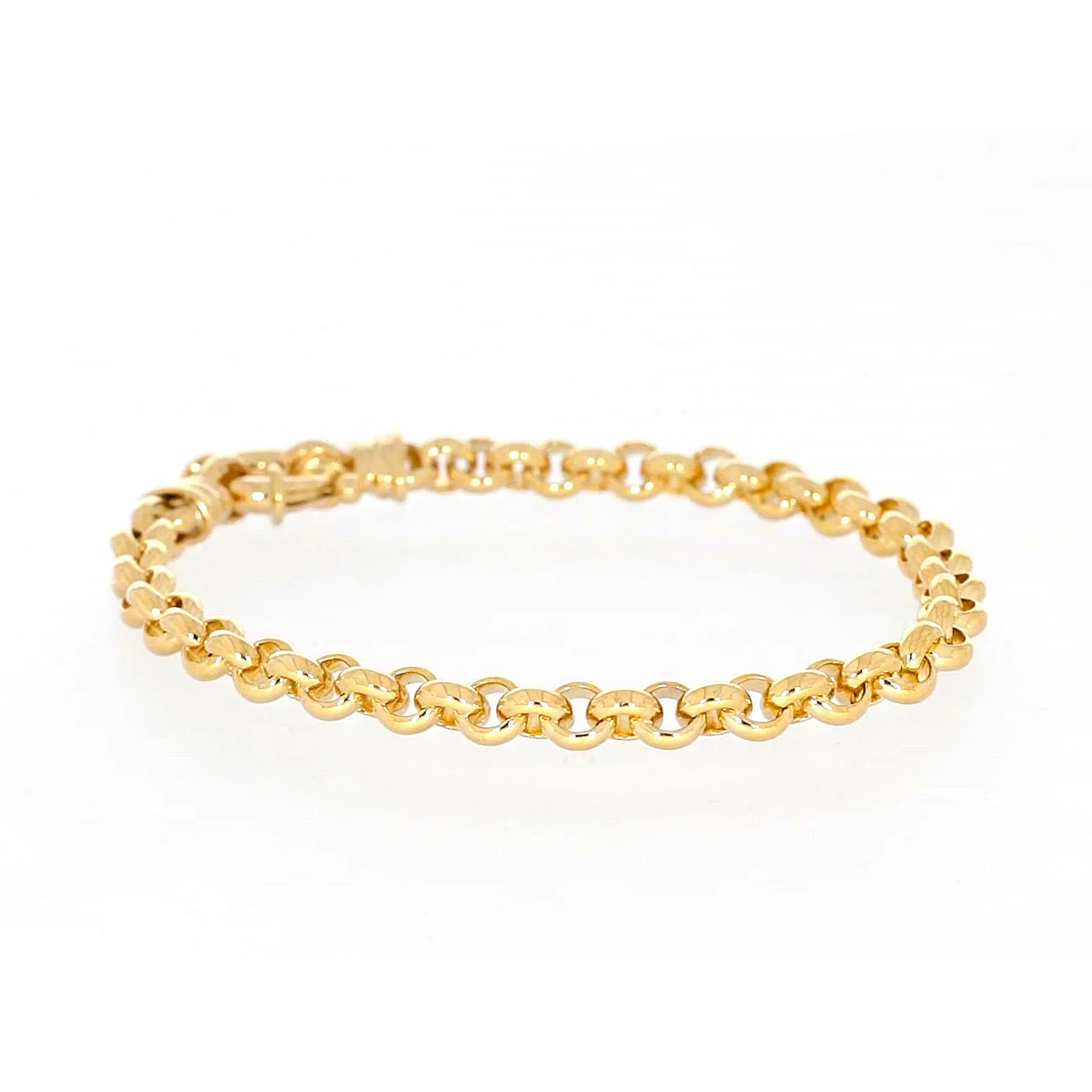 9ct Yellow Gold Silver Filled 19cm Round Belcher with Bolt Ring Bracelet - Image 66