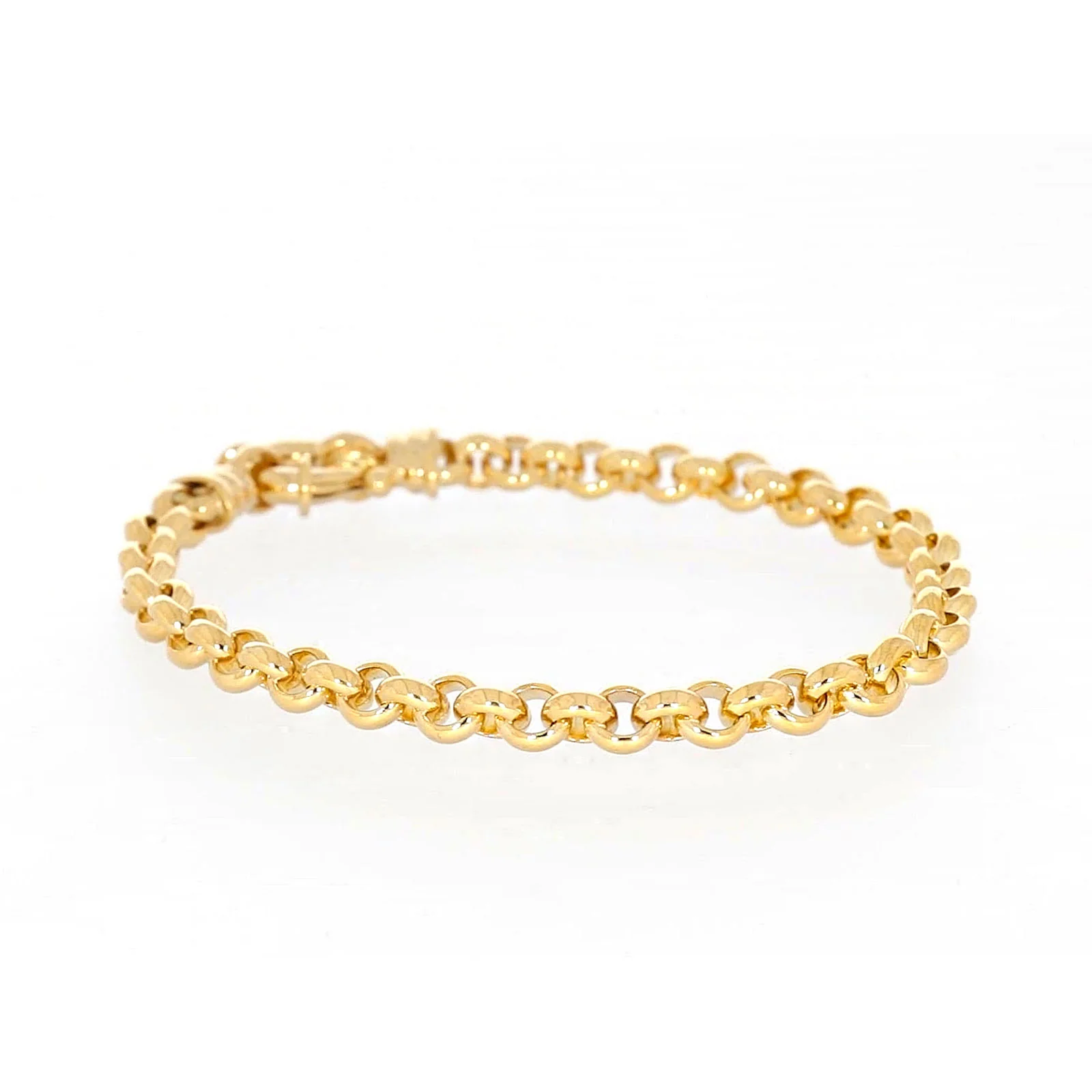 9ct Yellow Gold Silver Filled 19cm Round Belcher with Bolt Ring Bracelet - Image 67
