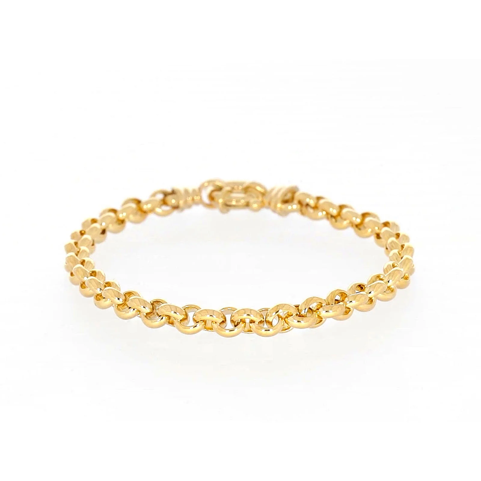 9ct Yellow Gold Silver Filled 19cm Round Belcher with Bolt Ring Bracelet - Image 74