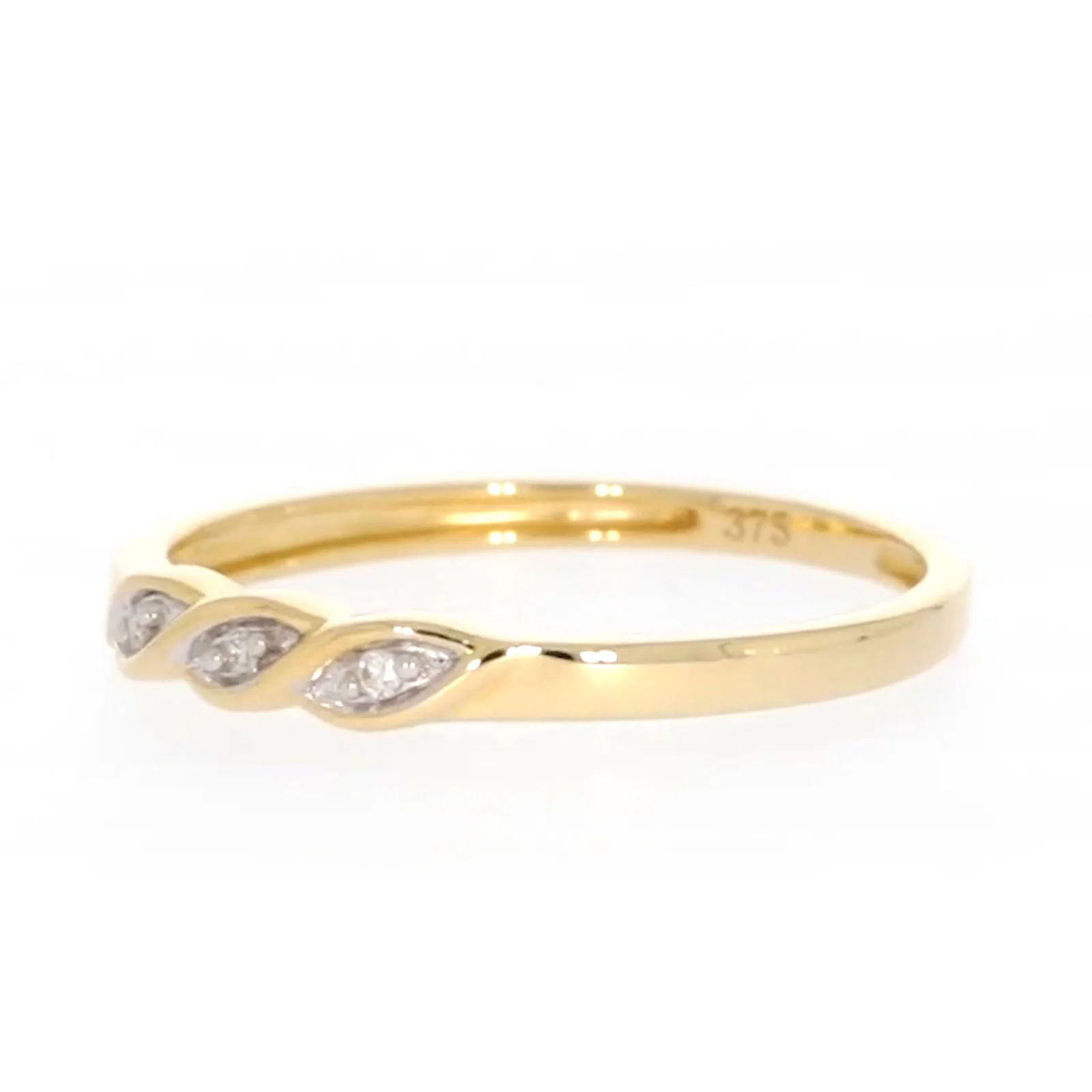 9ct Yellow Gold & Diamond Set Twist Ring - Image 10