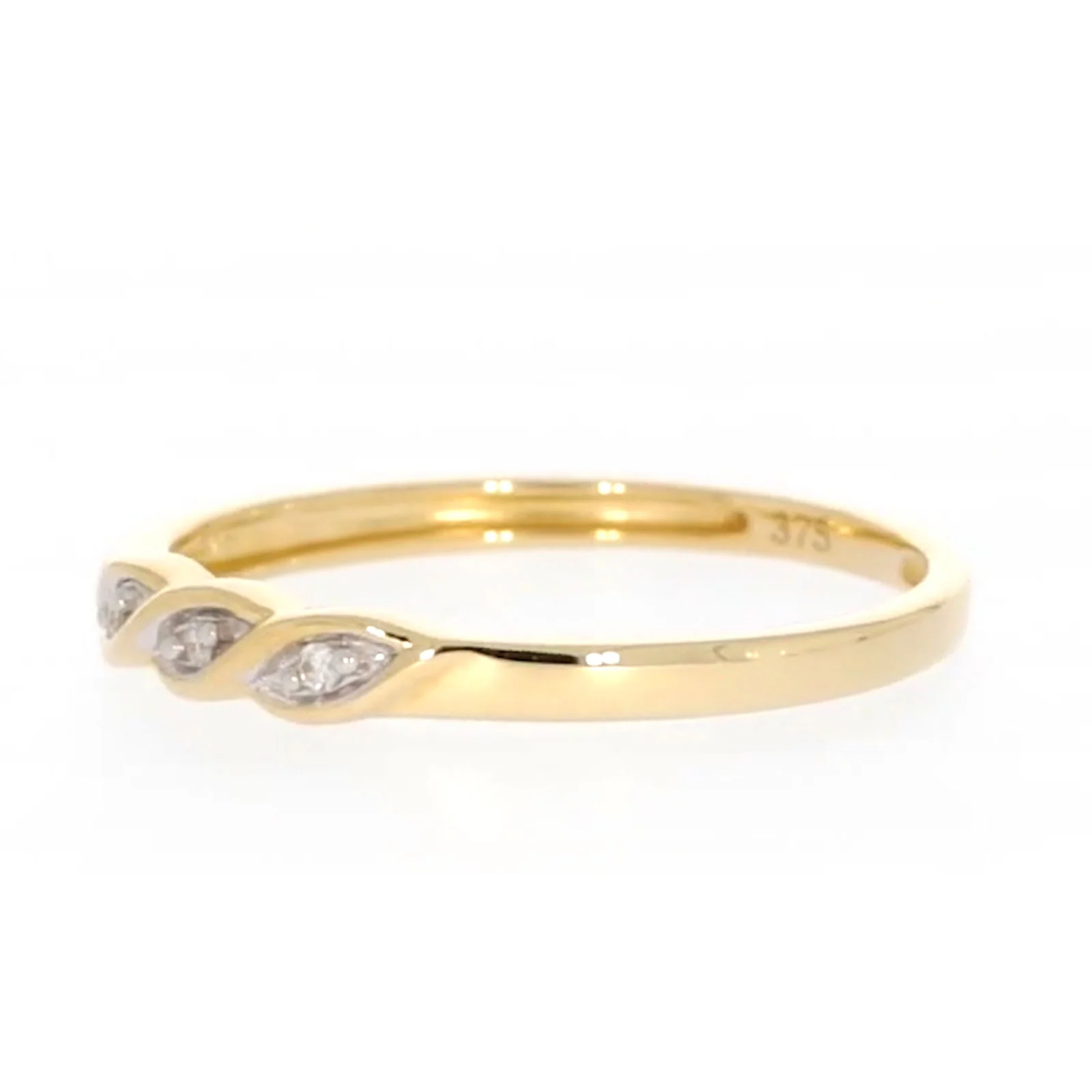 9ct Yellow Gold & Diamond Set Twist Ring - Image 12