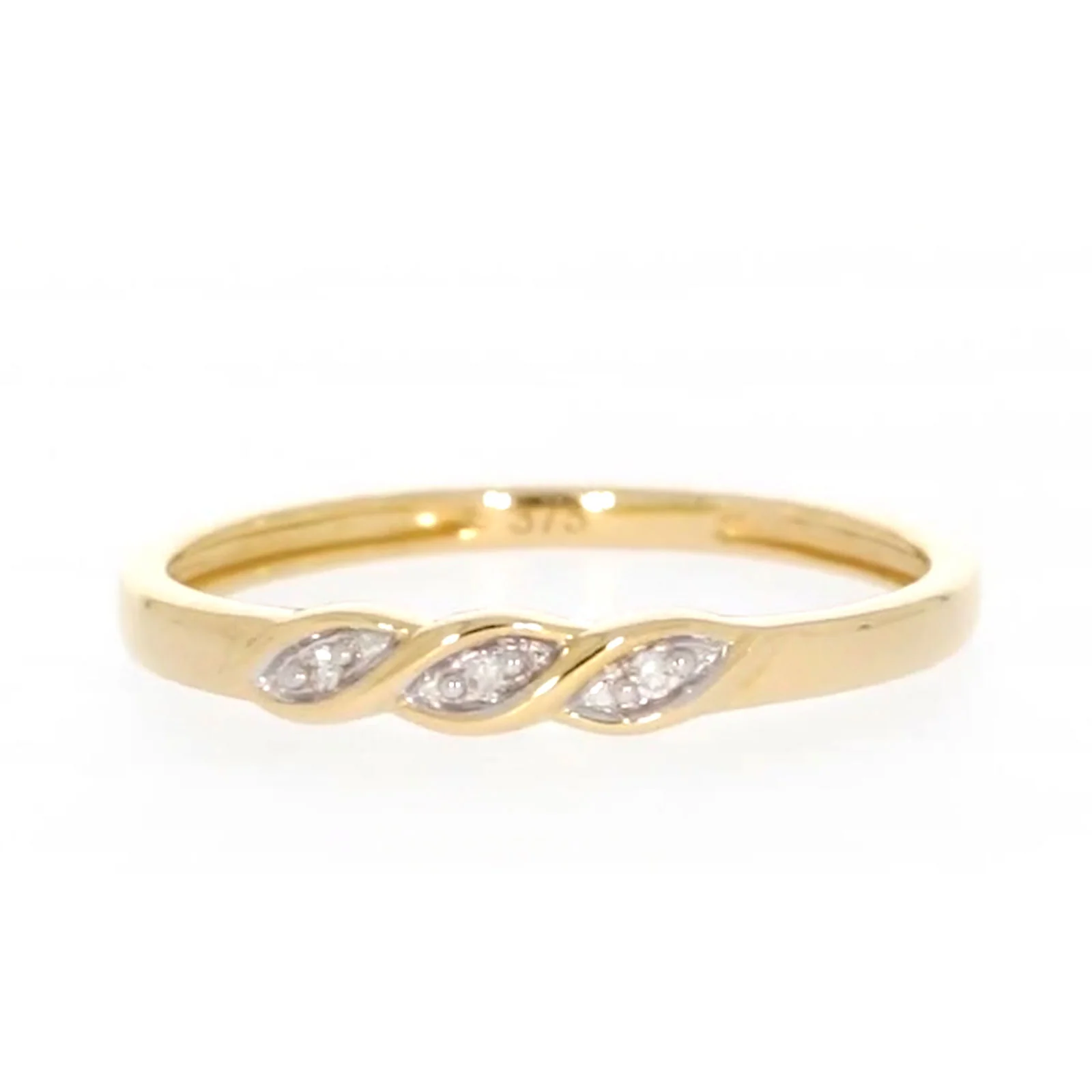 9ct Yellow Gold & Diamond Set Twist Ring - Image 3