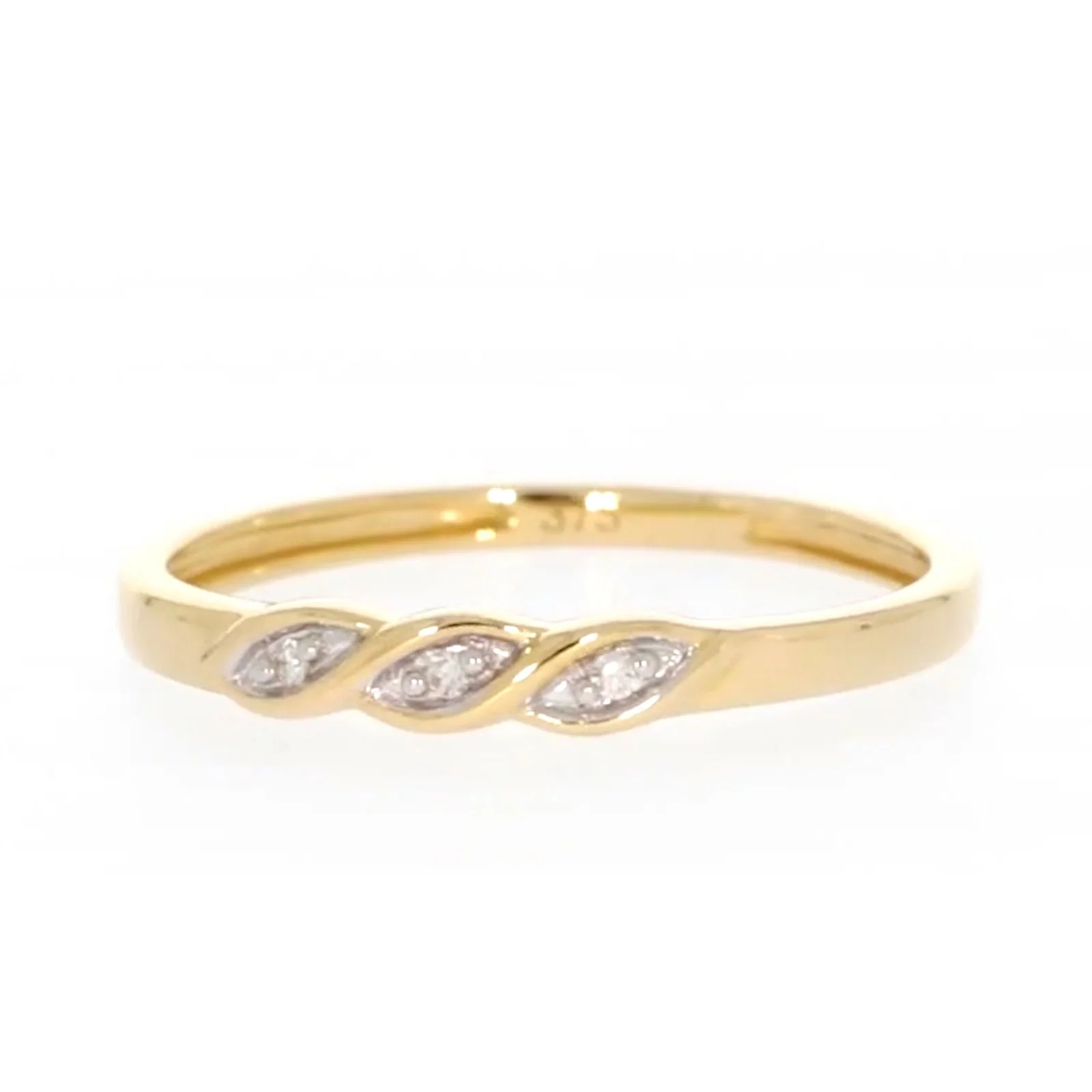9ct Yellow Gold & Diamond Set Twist Ring - Image 4
