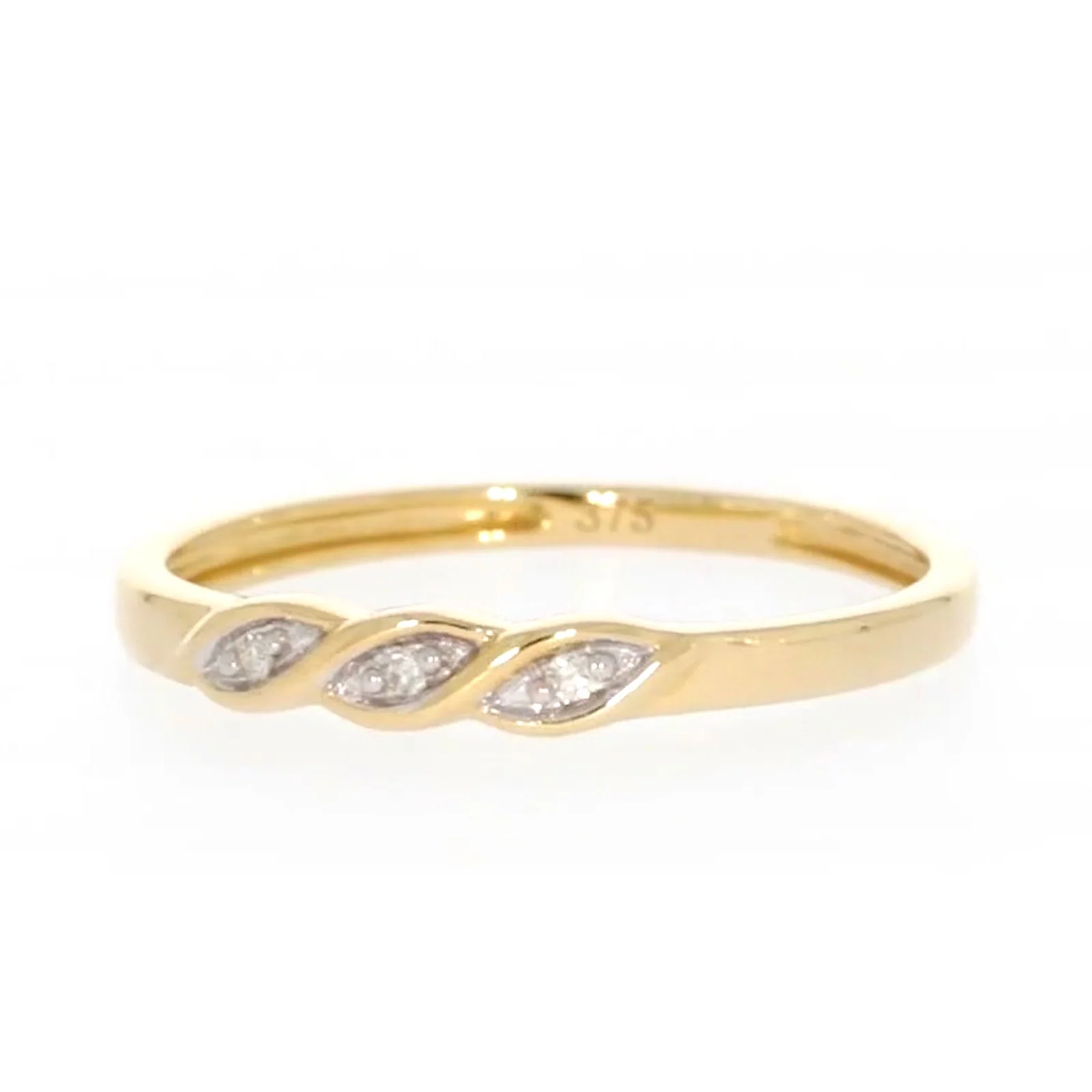 9ct Yellow Gold & Diamond Set Twist Ring - Image 5