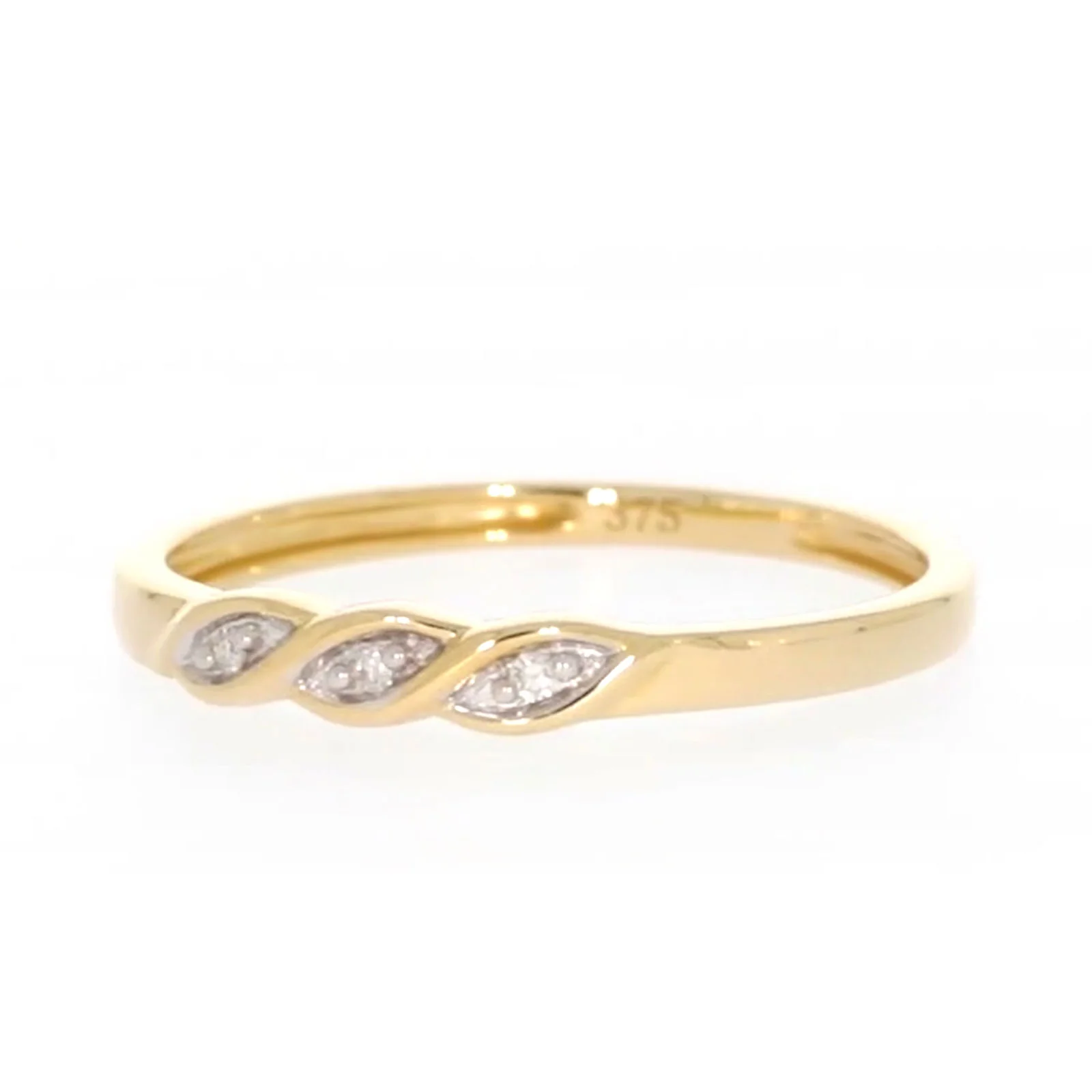 9ct Yellow Gold & Diamond Set Twist Ring - Image 6