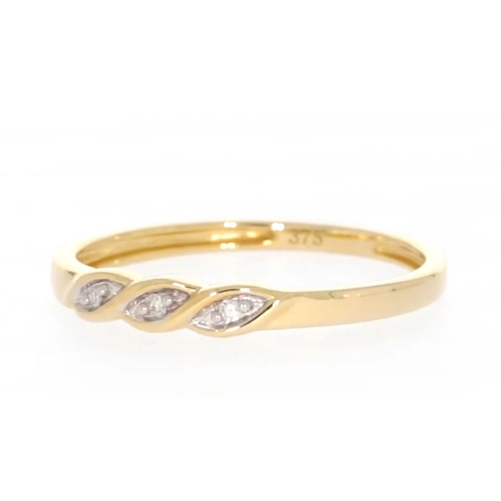 9ct Yellow Gold & Diamond Set Twist Ring - Image 7