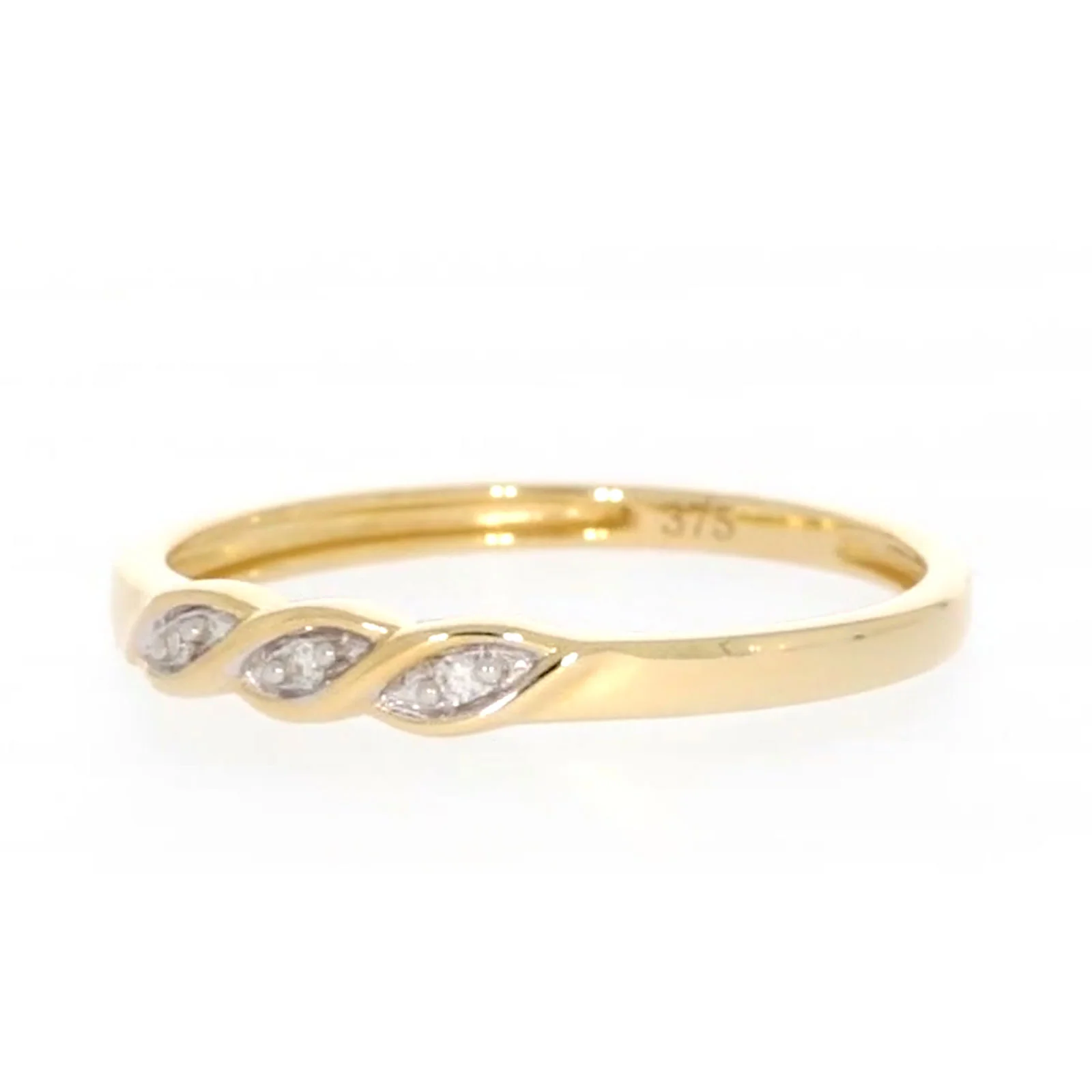 9ct Yellow Gold & Diamond Set Twist Ring - Image 8