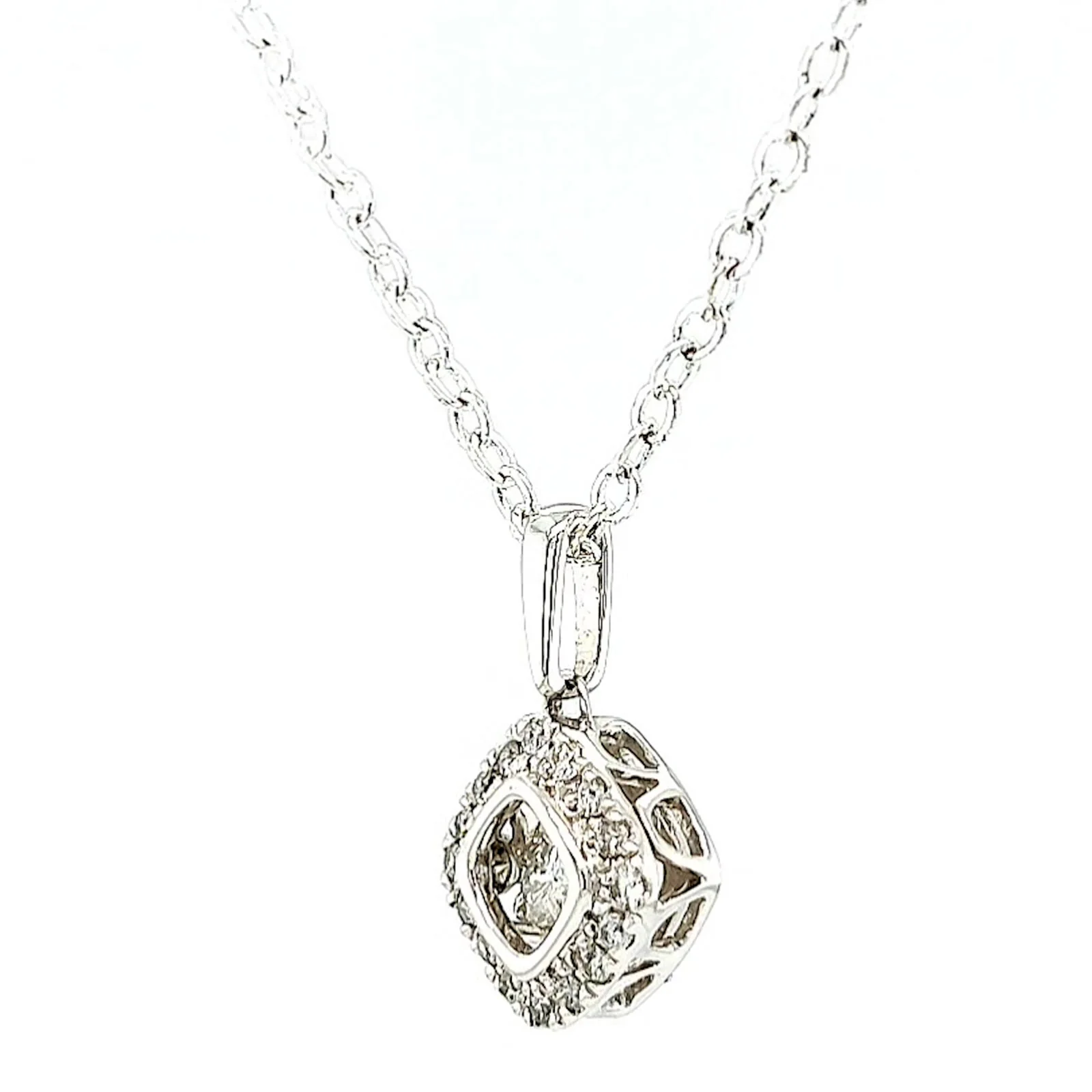 9ct White Gold Round Brilliant Cut Dancing Diamond with 0.25 Carat tw of Diamond Pendant - Image 11