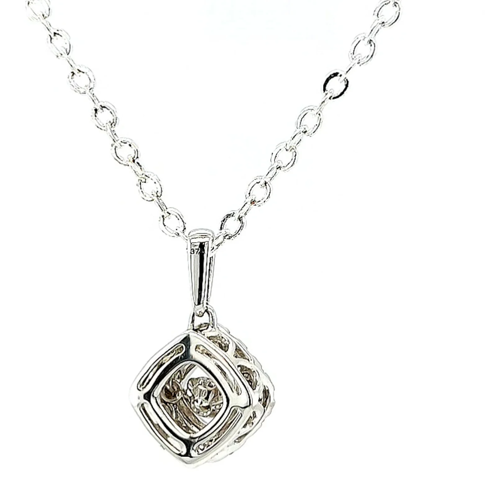9ct White Gold Round Brilliant Cut Dancing Diamond with 0.25 Carat tw of Diamond Pendant - Image 42