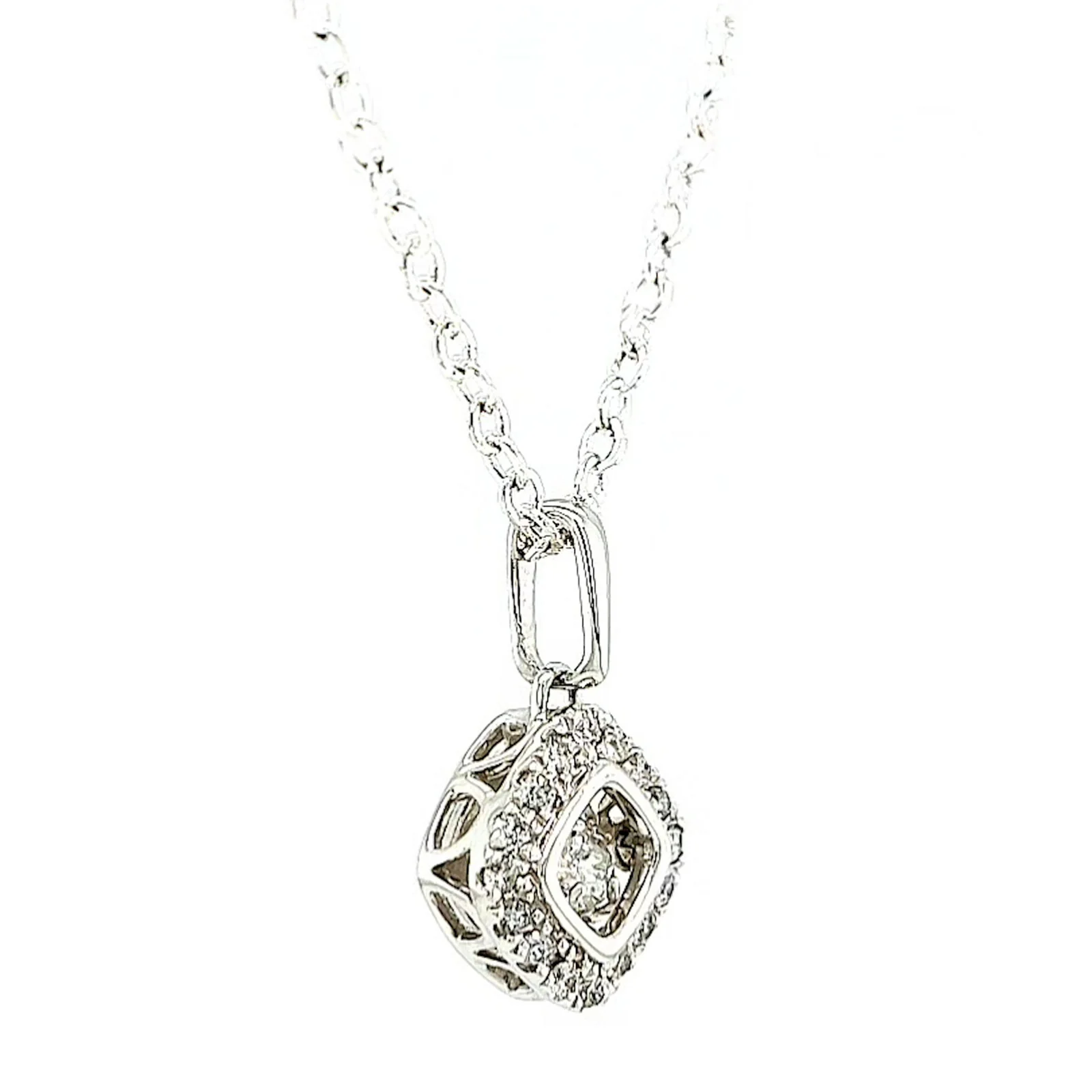 9ct White Gold Round Brilliant Cut Dancing Diamond with 0.25 Carat tw of Diamond Pendant - Image 64