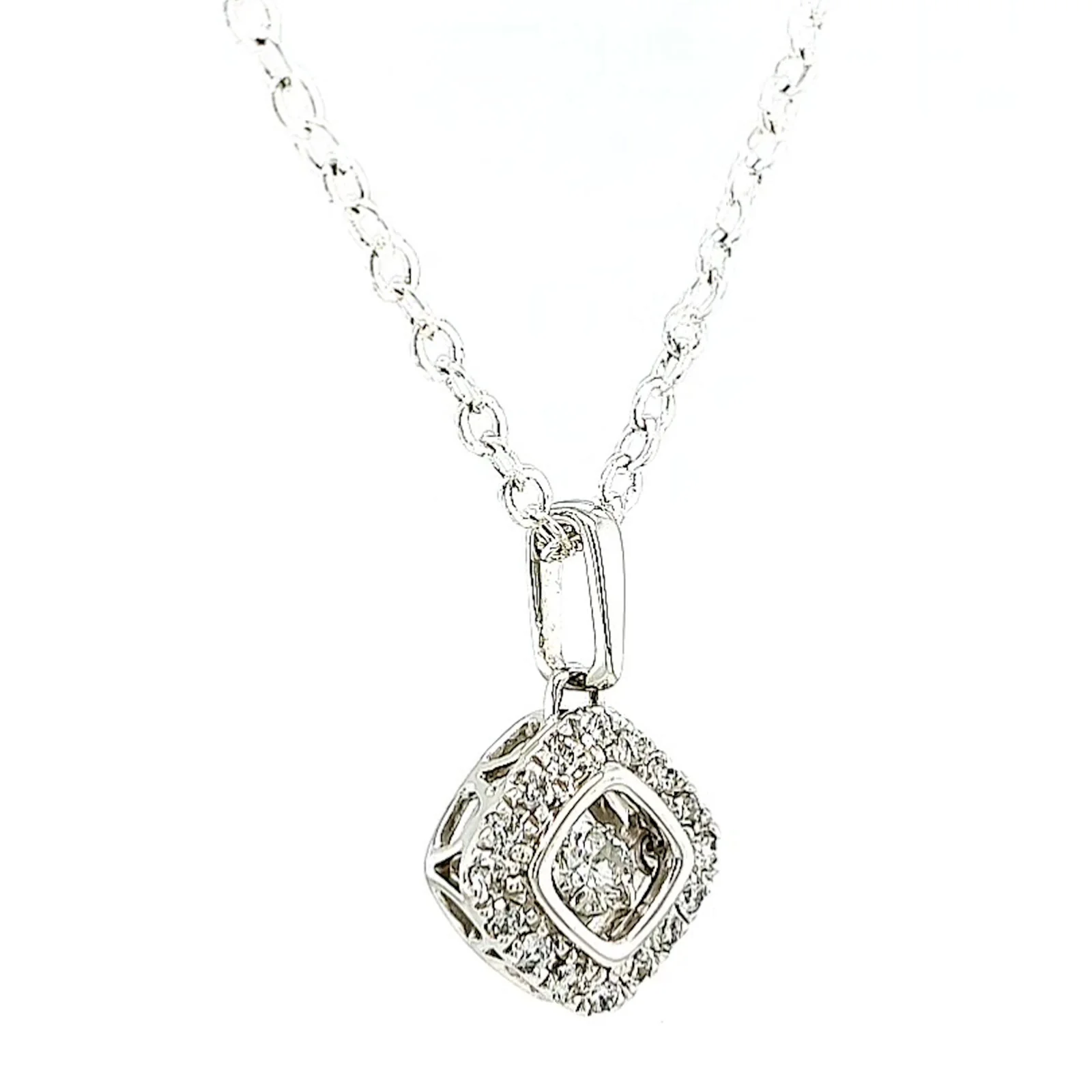 9ct White Gold Round Brilliant Cut Dancing Diamond with 0.25 Carat tw of Diamond Pendant - Image 67