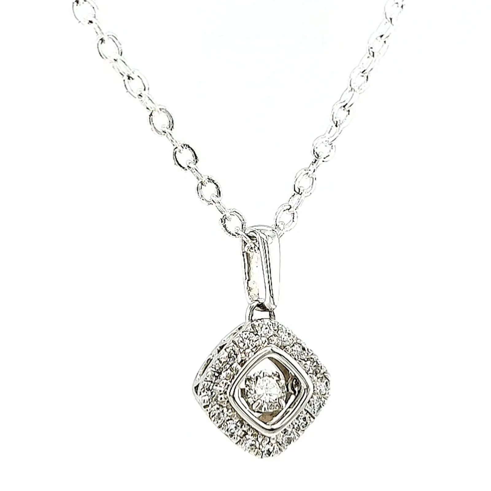 9ct White Gold Round Brilliant Cut Dancing Diamond with 0.25 Carat tw of Diamond Pendant - Image 70