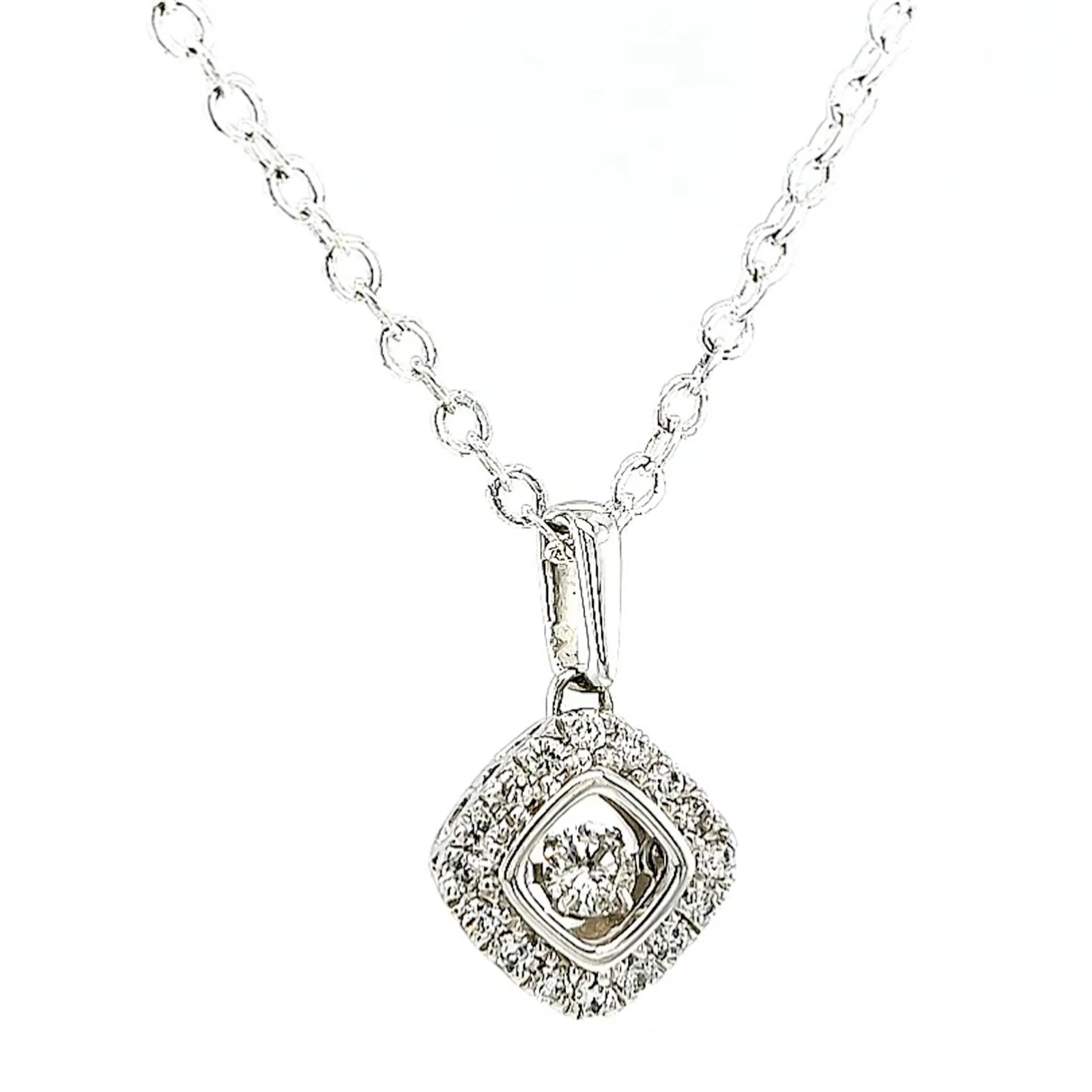 9ct White Gold Round Brilliant Cut Dancing Diamond with 0.25 Carat tw of Diamond Pendant - Image 71