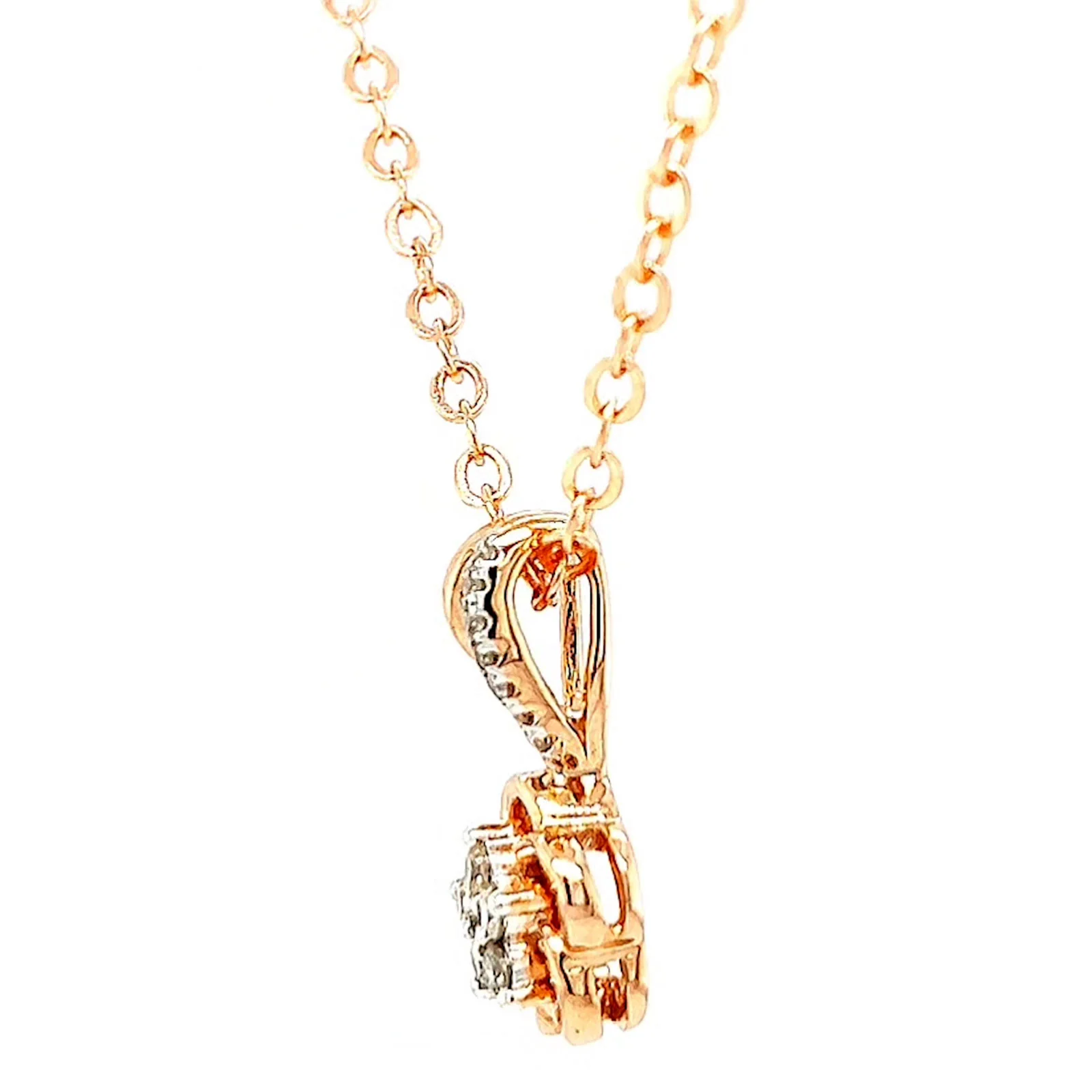 9ct Rose Gold Round Brilliant Cut Flower with 0.10 Carat tw of Diamond Pendant - Image 16