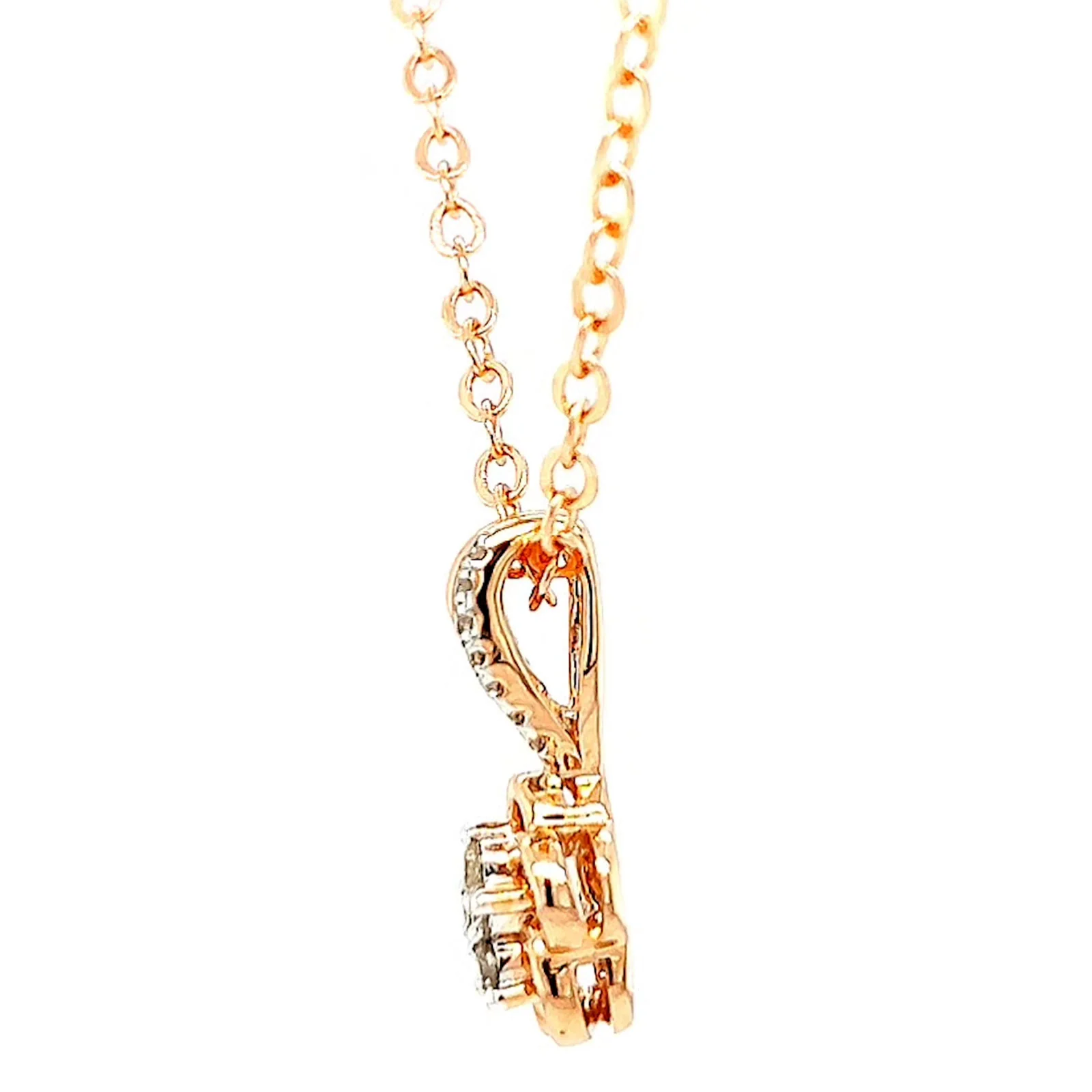 9ct Rose Gold Round Brilliant Cut Flower with 0.10 Carat tw of Diamond Pendant - Image 18
