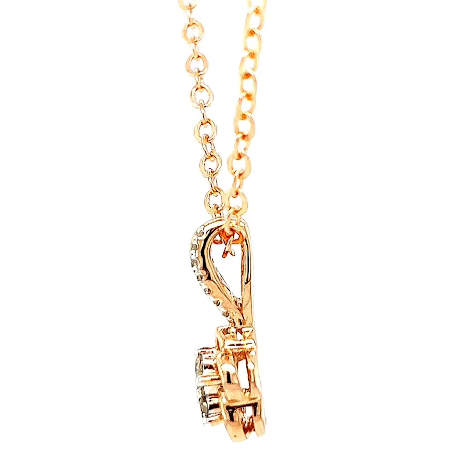9ct Rose Gold Round Brilliant Cut Flower with 0.10 Carat tw of Diamond Pendant - Image 19