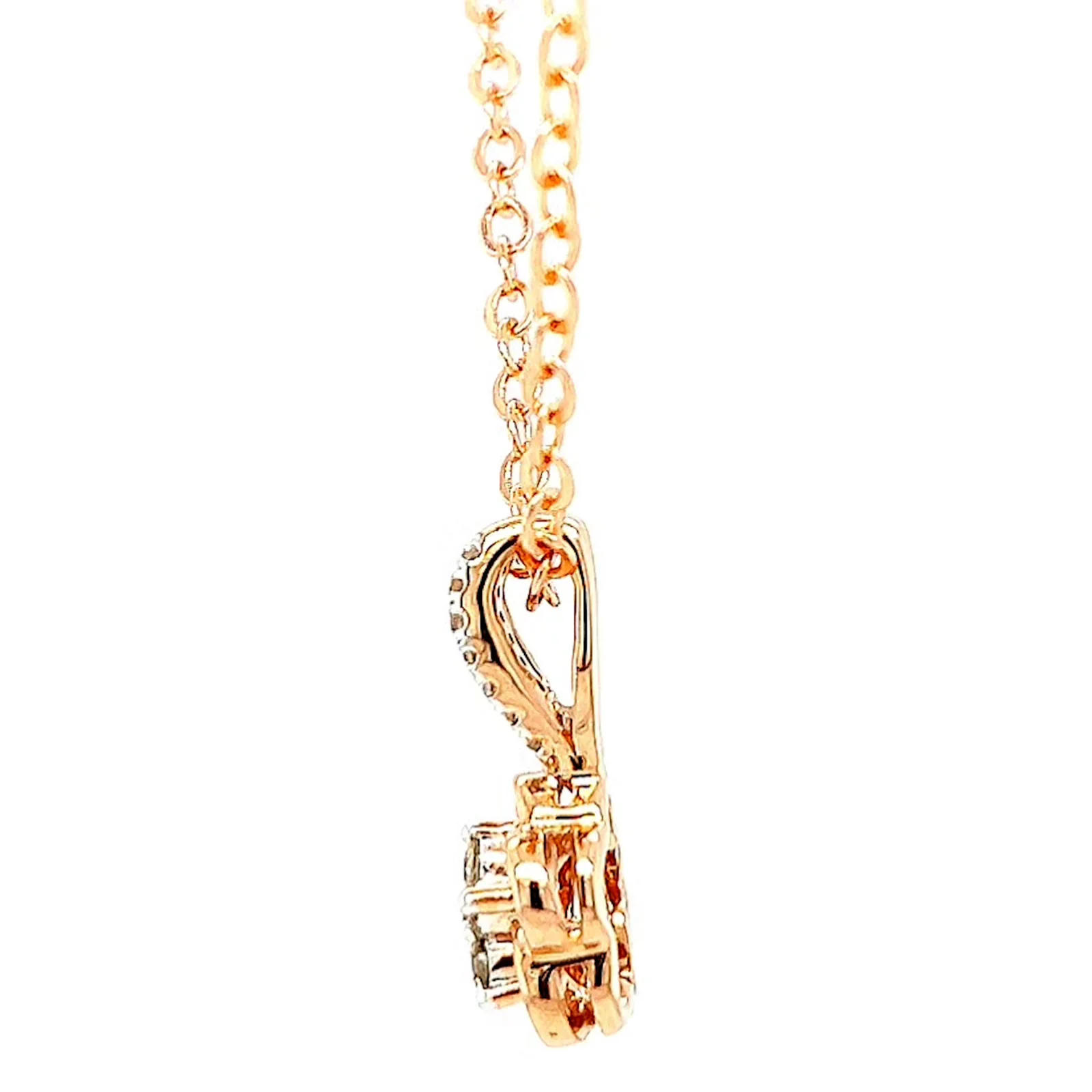 9ct Rose Gold Round Brilliant Cut Flower with 0.10 Carat tw of Diamond Pendant - Image 20