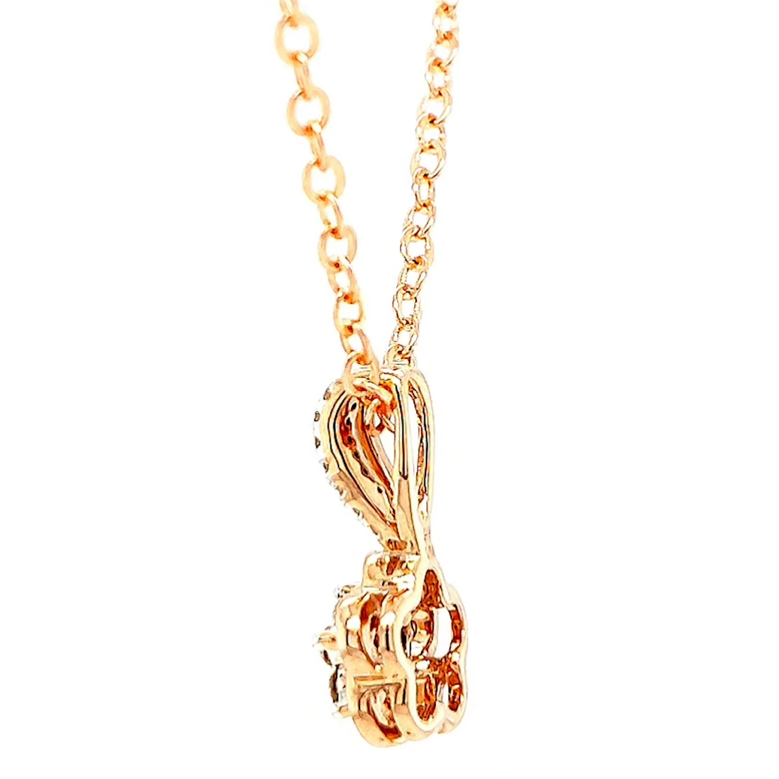 9ct Rose Gold Round Brilliant Cut Flower with 0.10 Carat tw of Diamond Pendant - Image 24