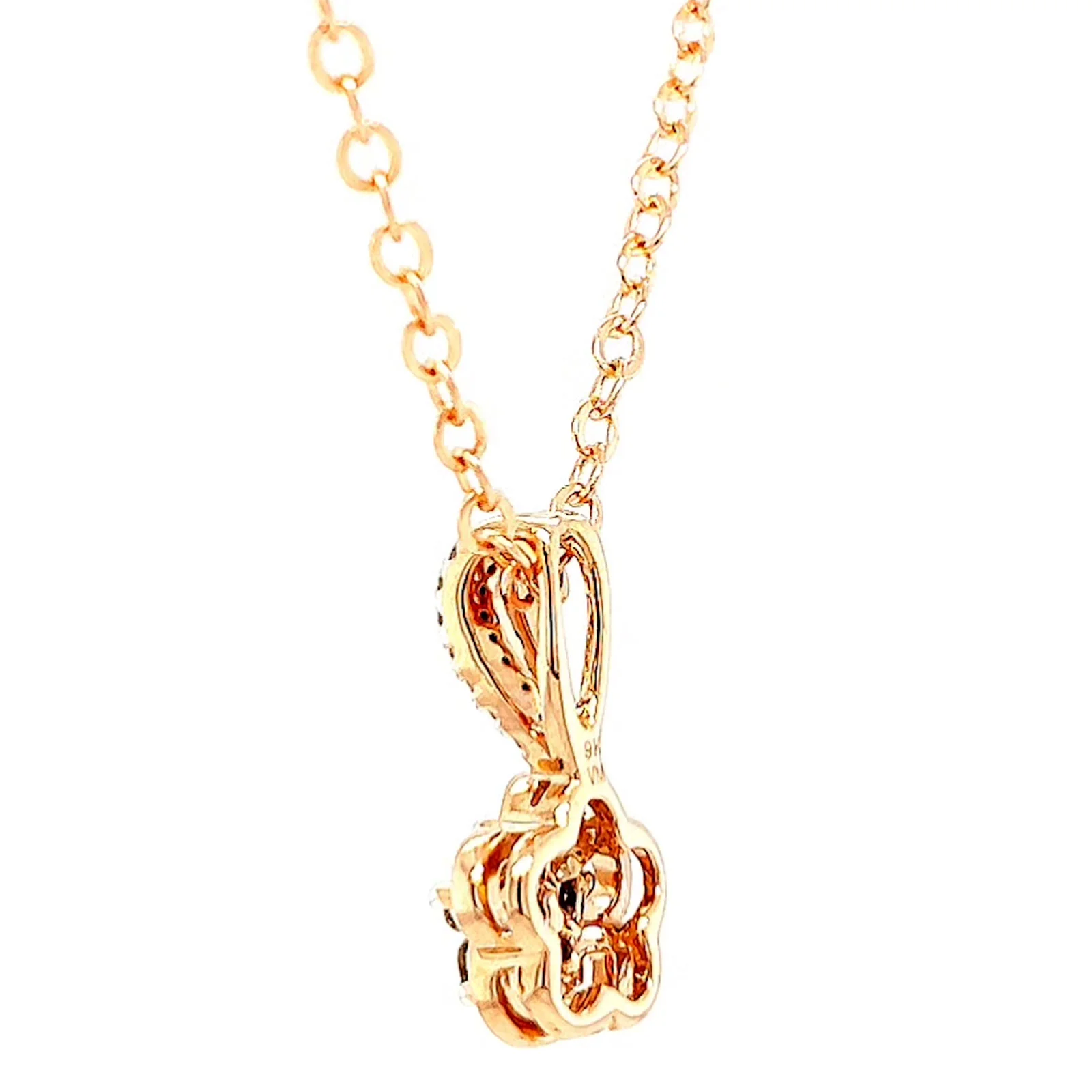 9ct Rose Gold Round Brilliant Cut Flower with 0.10 Carat tw of Diamond Pendant - Image 26