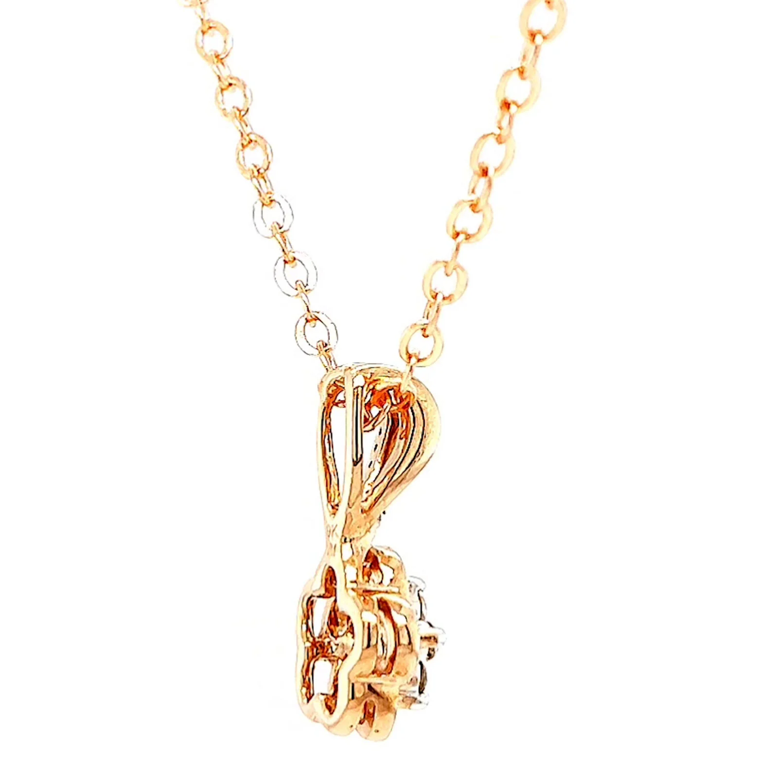 9ct Rose Gold Round Brilliant Cut Flower with 0.10 Carat tw of Diamond Pendant - Image 51