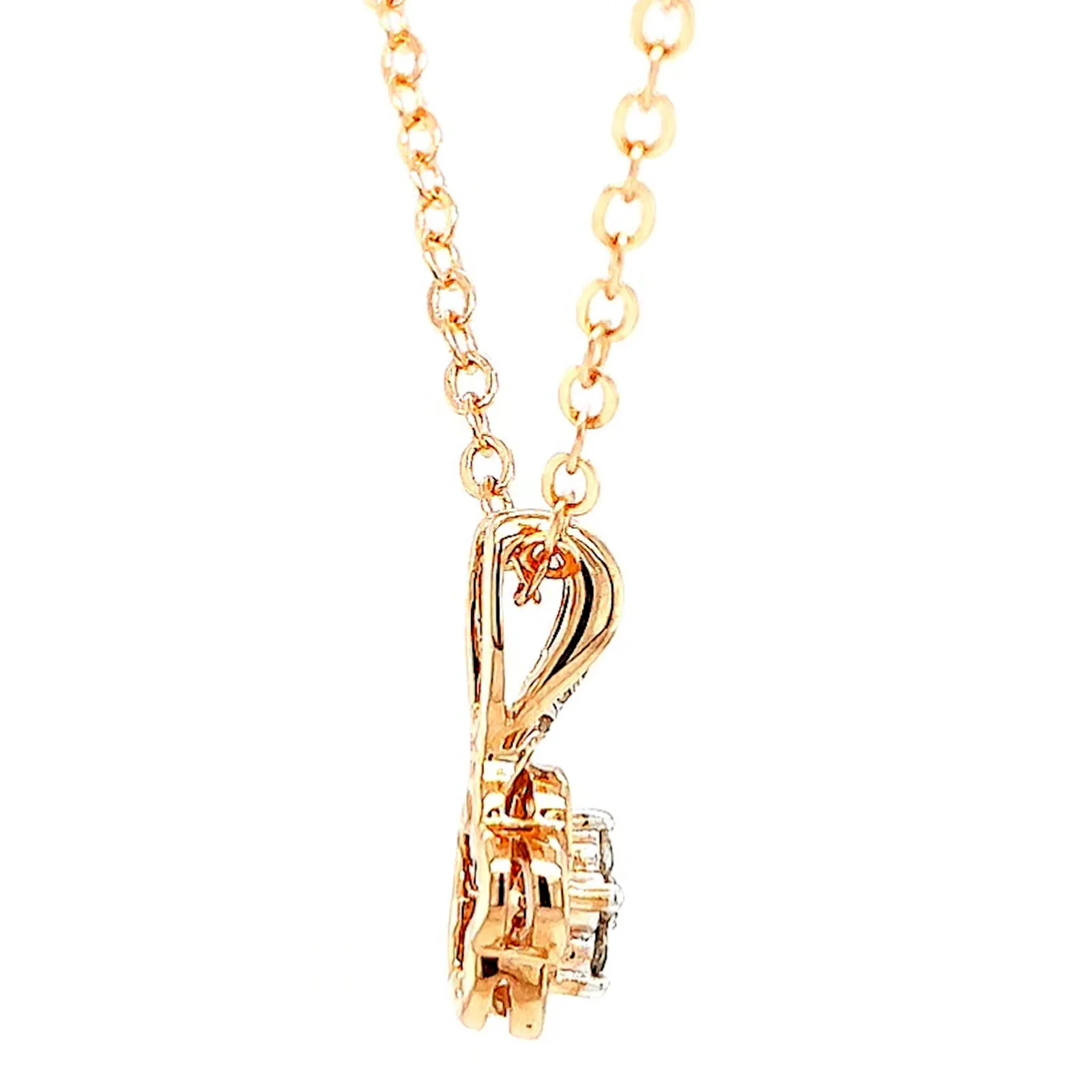 9ct Rose Gold Round Brilliant Cut Flower with 0.10 Carat tw of Diamond Pendant - Image 54