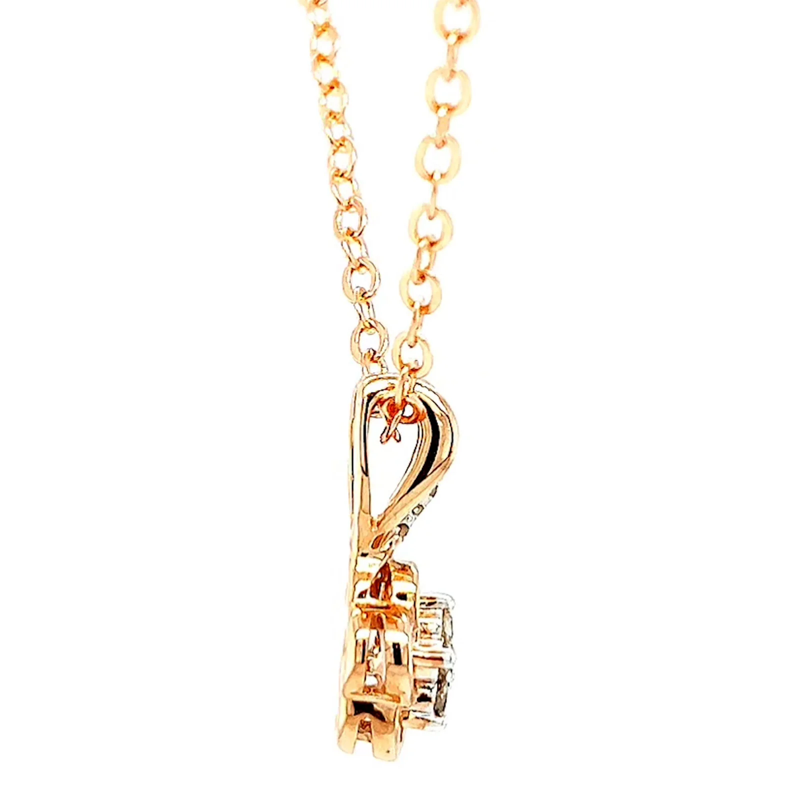 9ct Rose Gold Round Brilliant Cut Flower with 0.10 Carat tw of Diamond Pendant - Image 55
