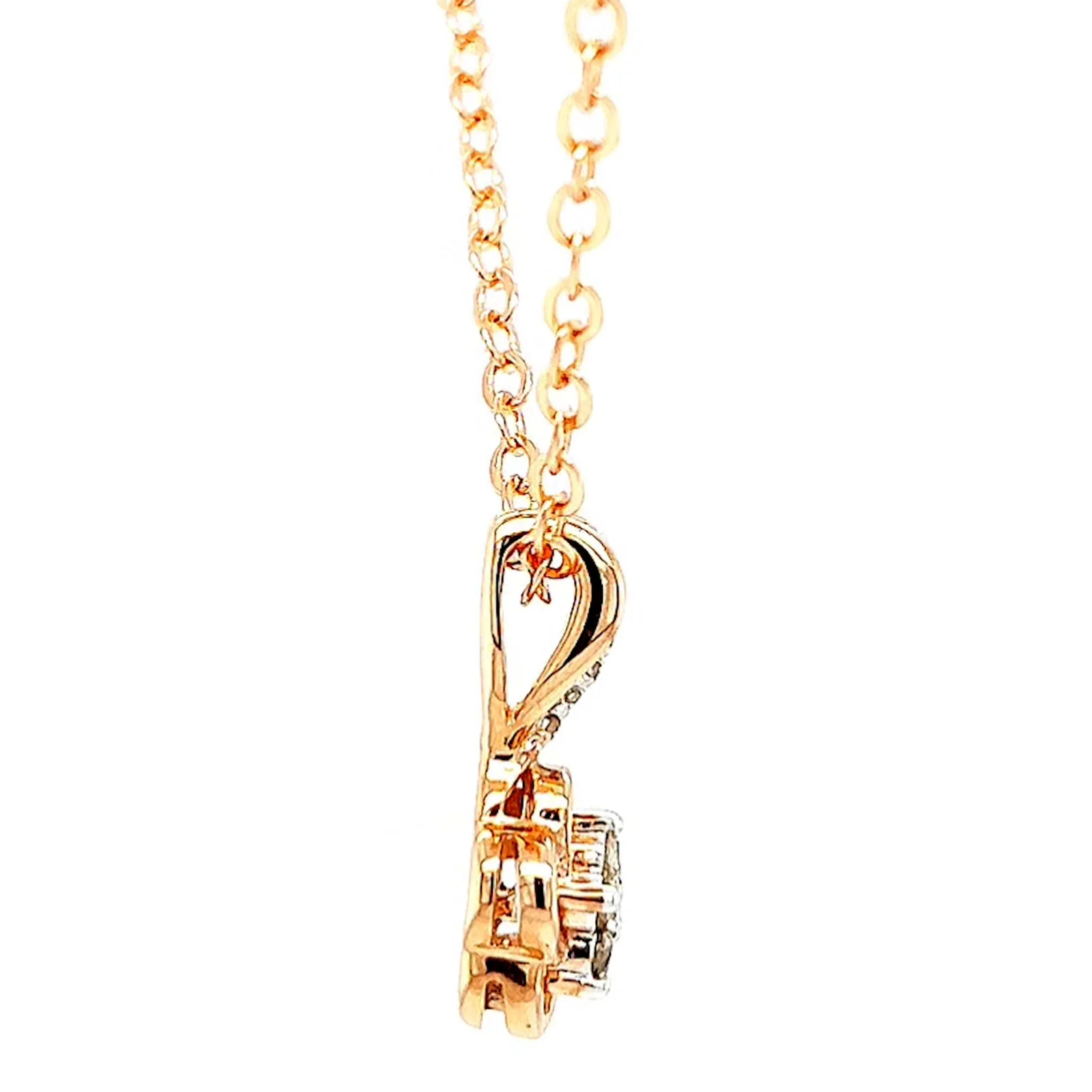 9ct Rose Gold Round Brilliant Cut Flower with 0.10 Carat tw of Diamond Pendant - Image 56