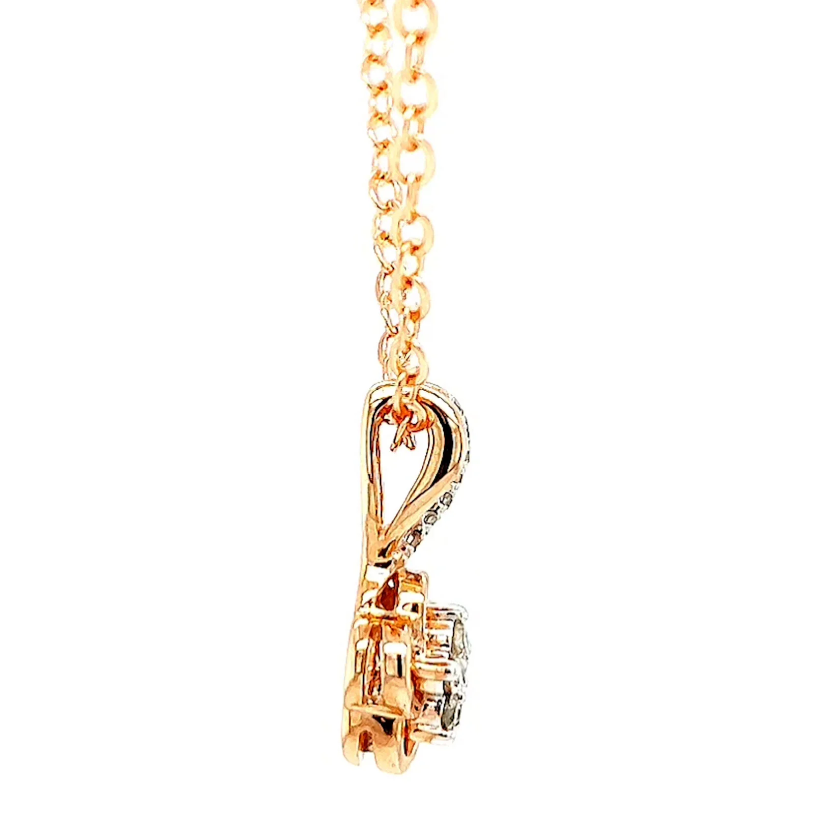 9ct Rose Gold Round Brilliant Cut Flower with 0.10 Carat tw of Diamond Pendant - Image 57