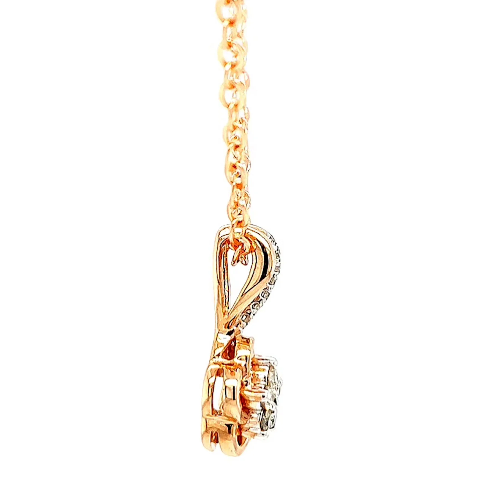 9ct Rose Gold Round Brilliant Cut Flower with 0.10 Carat tw of Diamond Pendant - Image 58