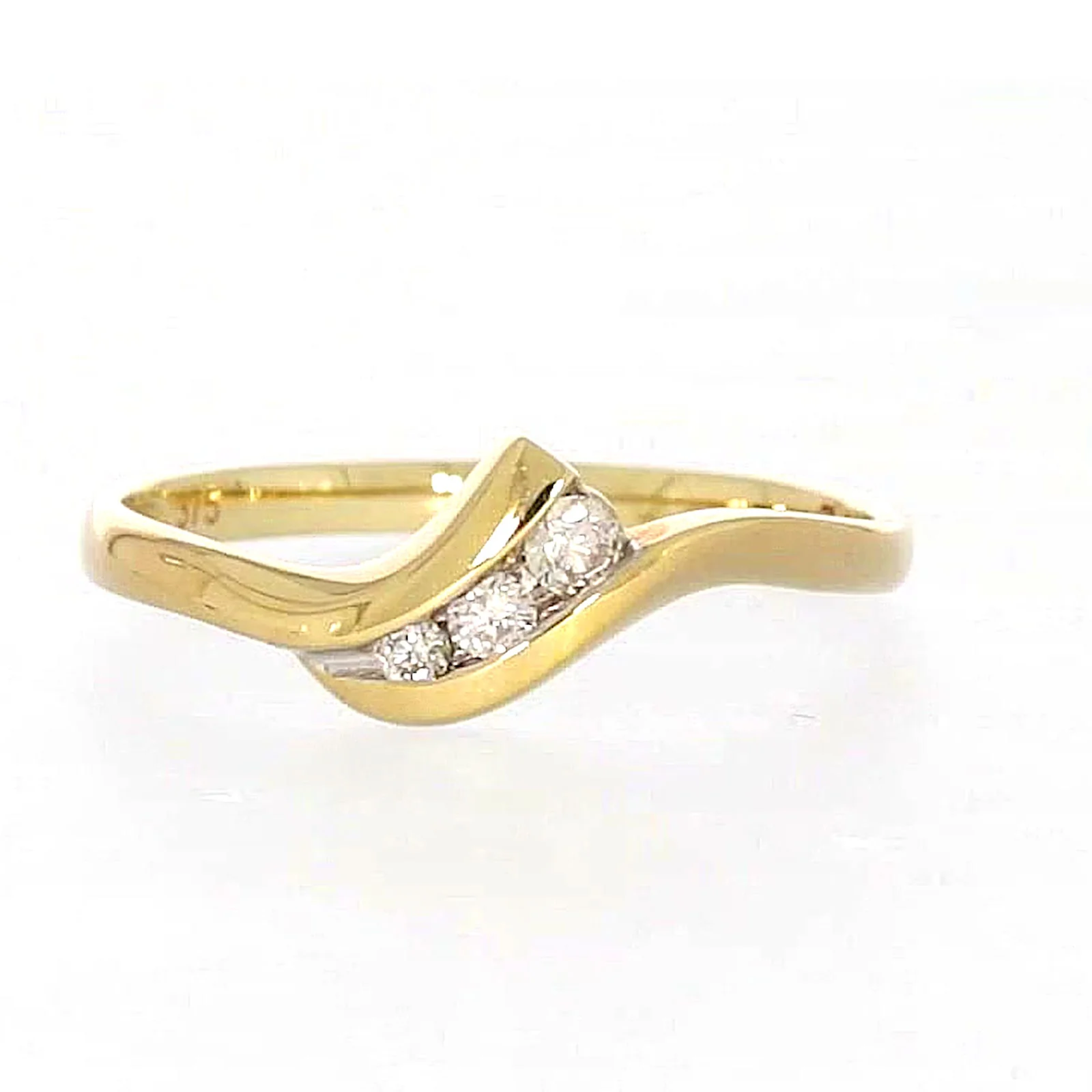 9ct Yellow Gold Round Brilliant Cut with 0.10 CARAT tw of Diamonds Ring - Image 2