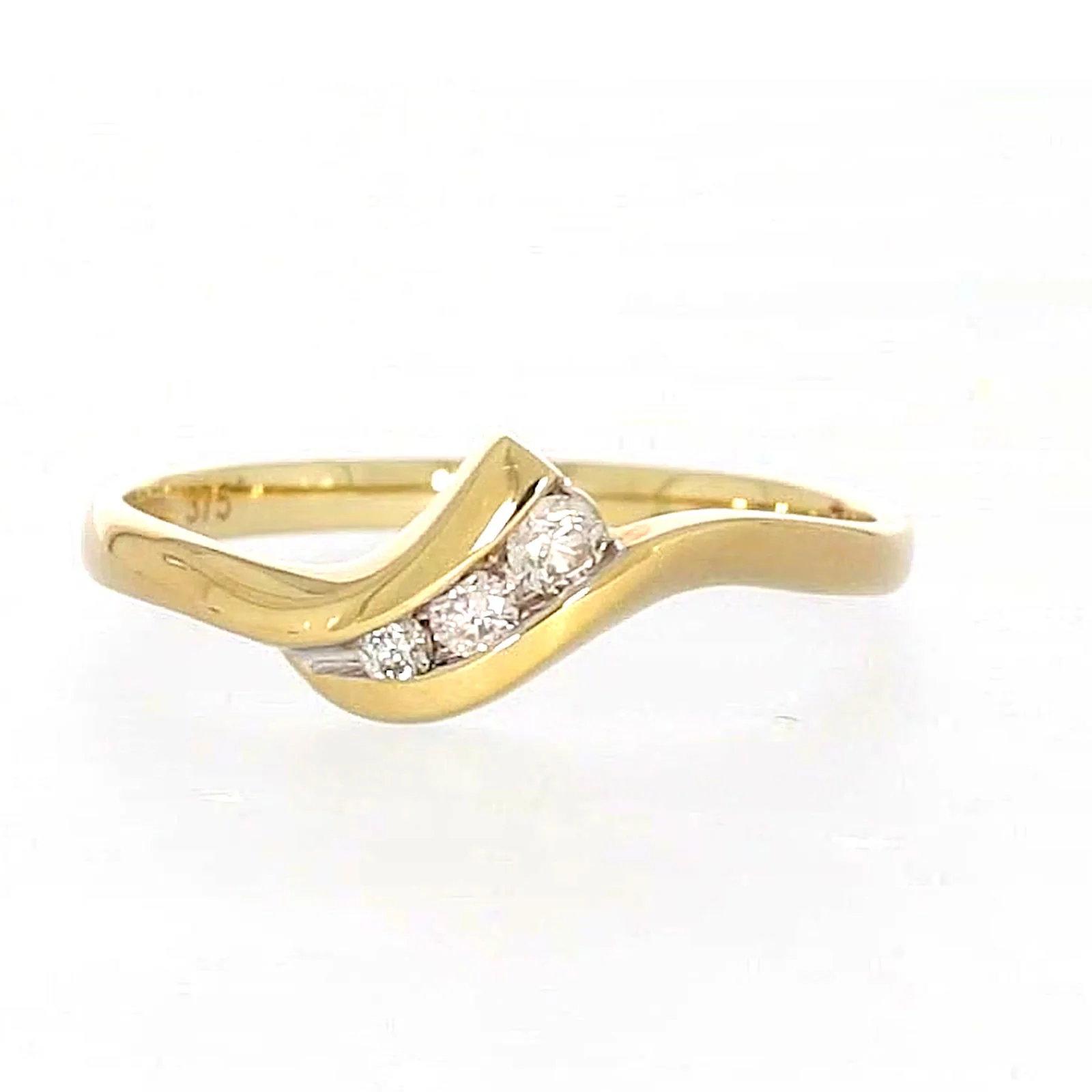 9ct Yellow Gold Round Brilliant Cut with 0.10 CARAT tw of Diamonds Ring - Image 3