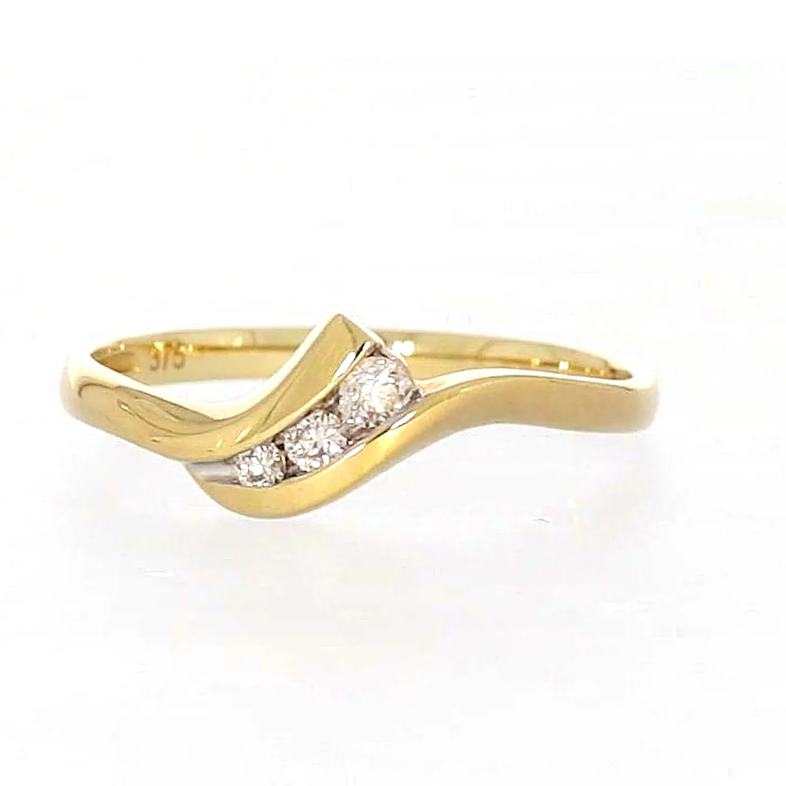 9ct Yellow Gold Round Brilliant Cut with 0.10 CARAT tw of Diamonds Ring - Image 4
