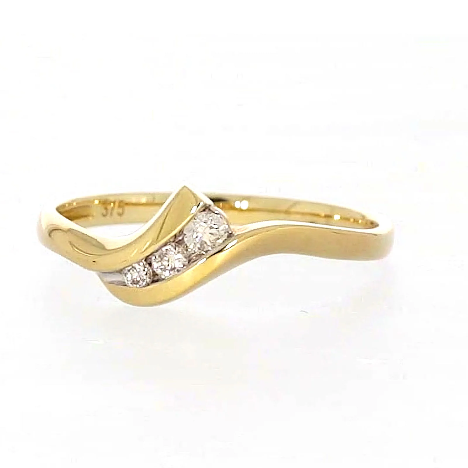 9ct Yellow Gold Round Brilliant Cut with 0.10 CARAT tw of Diamonds Ring - Image 5