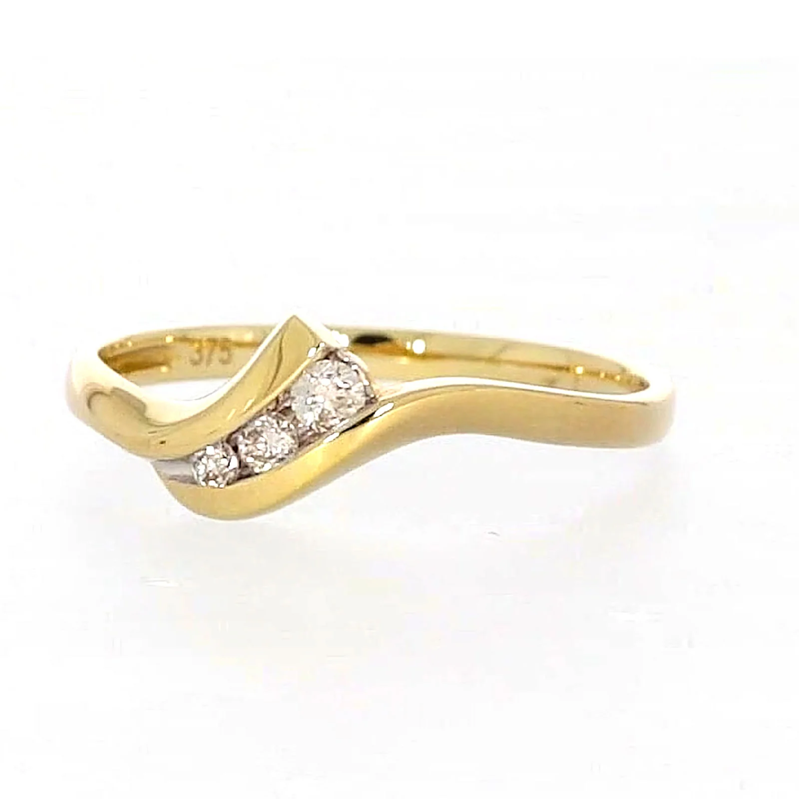 9ct Yellow Gold Round Brilliant Cut with 0.10 CARAT tw of Diamonds Ring - Image 6