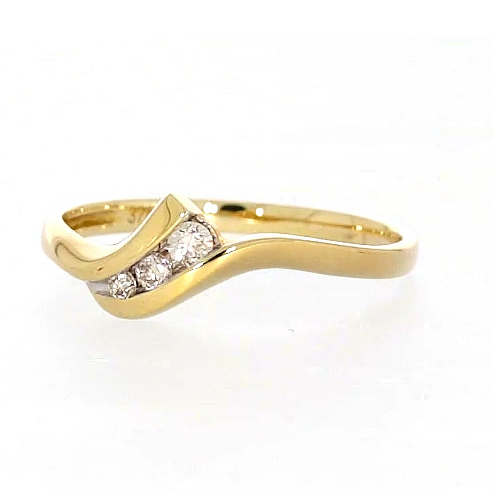 9ct Yellow Gold Round Brilliant Cut with 0.10 CARAT tw of Diamonds Ring - Image 7