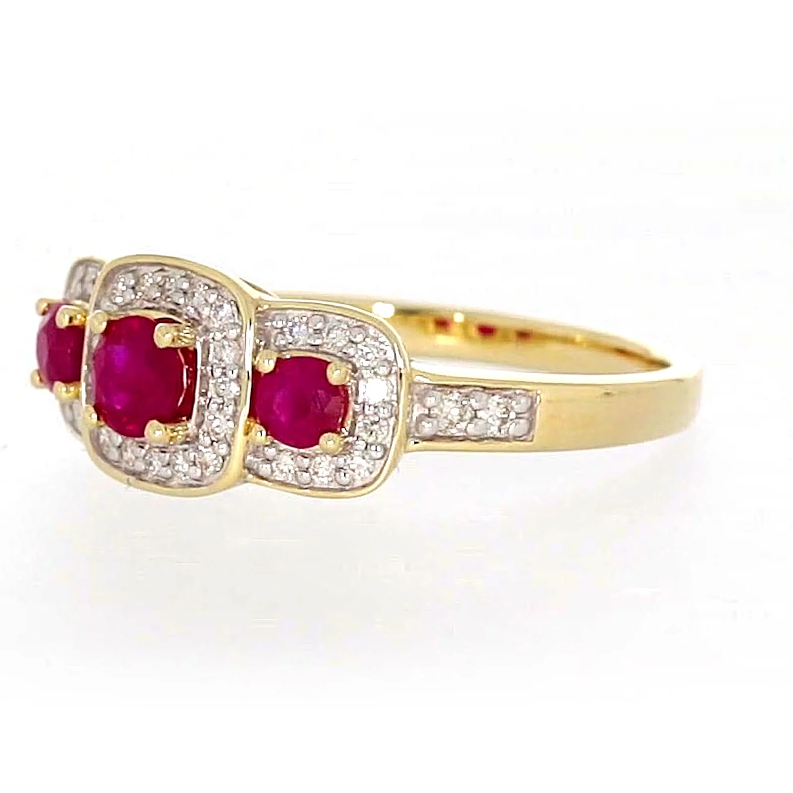 9ct Yellow Gold Round Brilliant Cut Natural Ruby with 0.20 CARAT tw of Diamonds Ring - Image 10