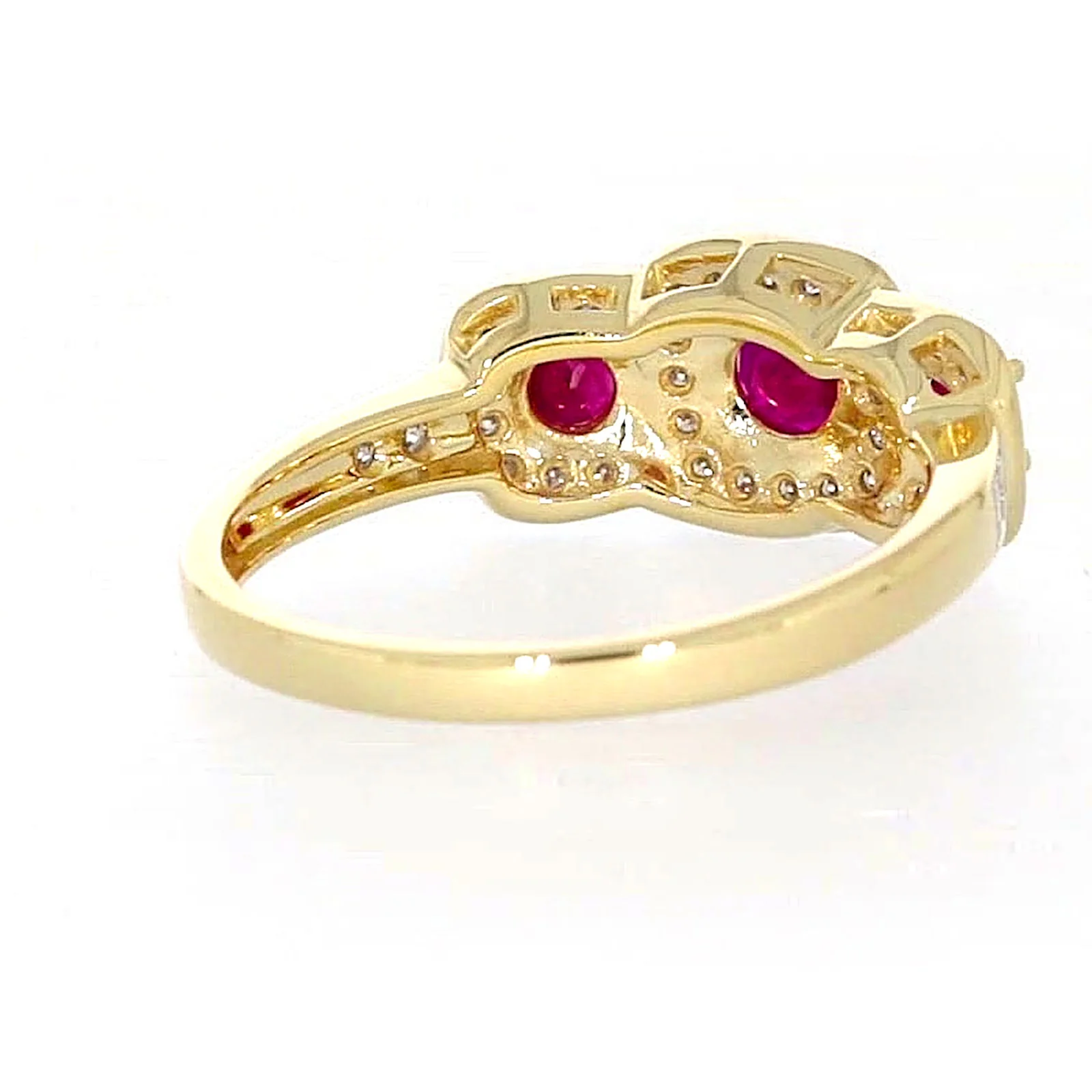 9ct Yellow Gold Round Brilliant Cut Natural Ruby with 0.20 CARAT tw of Diamonds Ring - Image 43