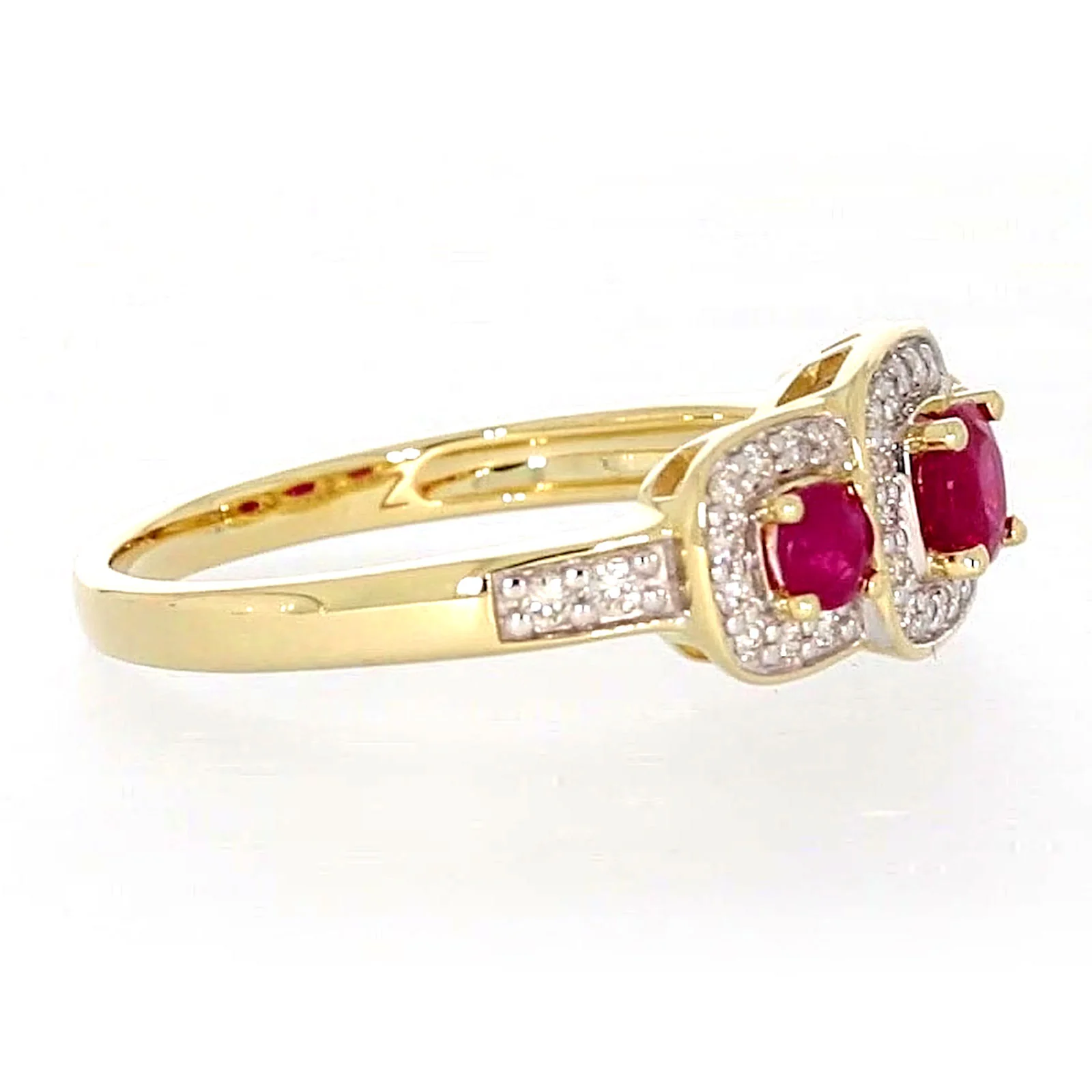 9ct Yellow Gold Round Brilliant Cut Natural Ruby with 0.20 CARAT tw of Diamonds Ring - Image 59