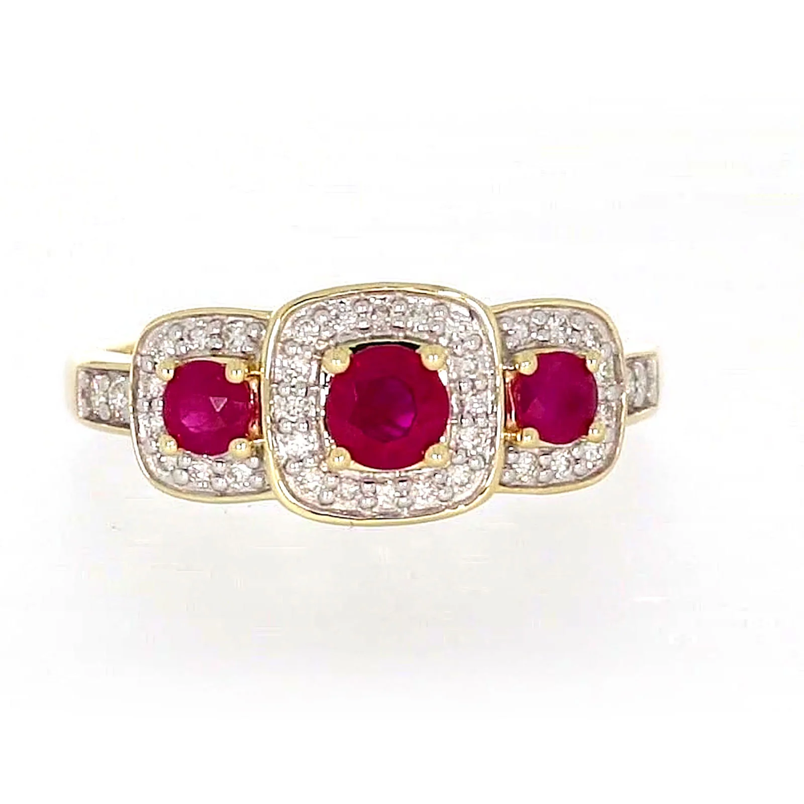 9ct Yellow Gold Round Brilliant Cut Natural Ruby with 0.20 CARAT tw of Diamonds Ring - Image 73