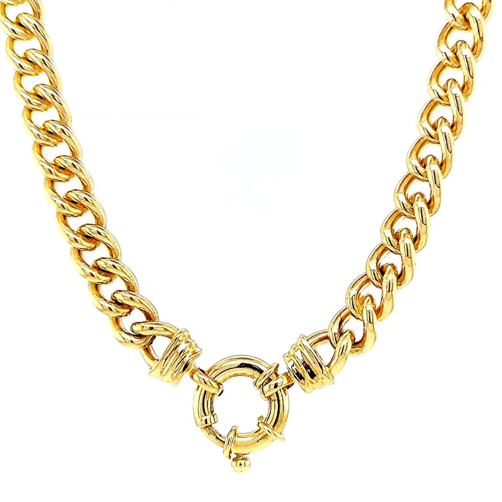 9ct Yellow Gold Silver Filled 50cm Curb with Bolt Ring Necklace - Image 3