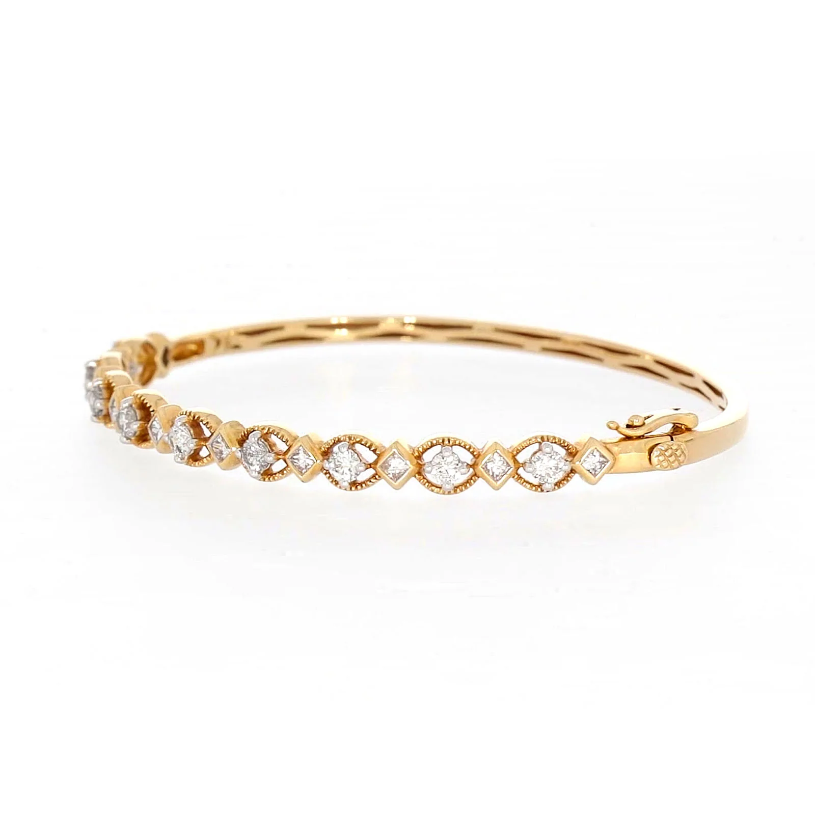 Paris 14ct Yellow Gold Princess & Round Brilliant Cut with 1 1/2 CARAT tw of Diamonds Bangle - Image 10