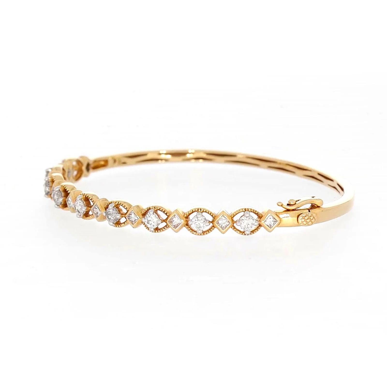 Paris 14ct Yellow Gold Princess & Round Brilliant Cut with 1 1/2 CARAT tw of Diamonds Bangle - Image 11