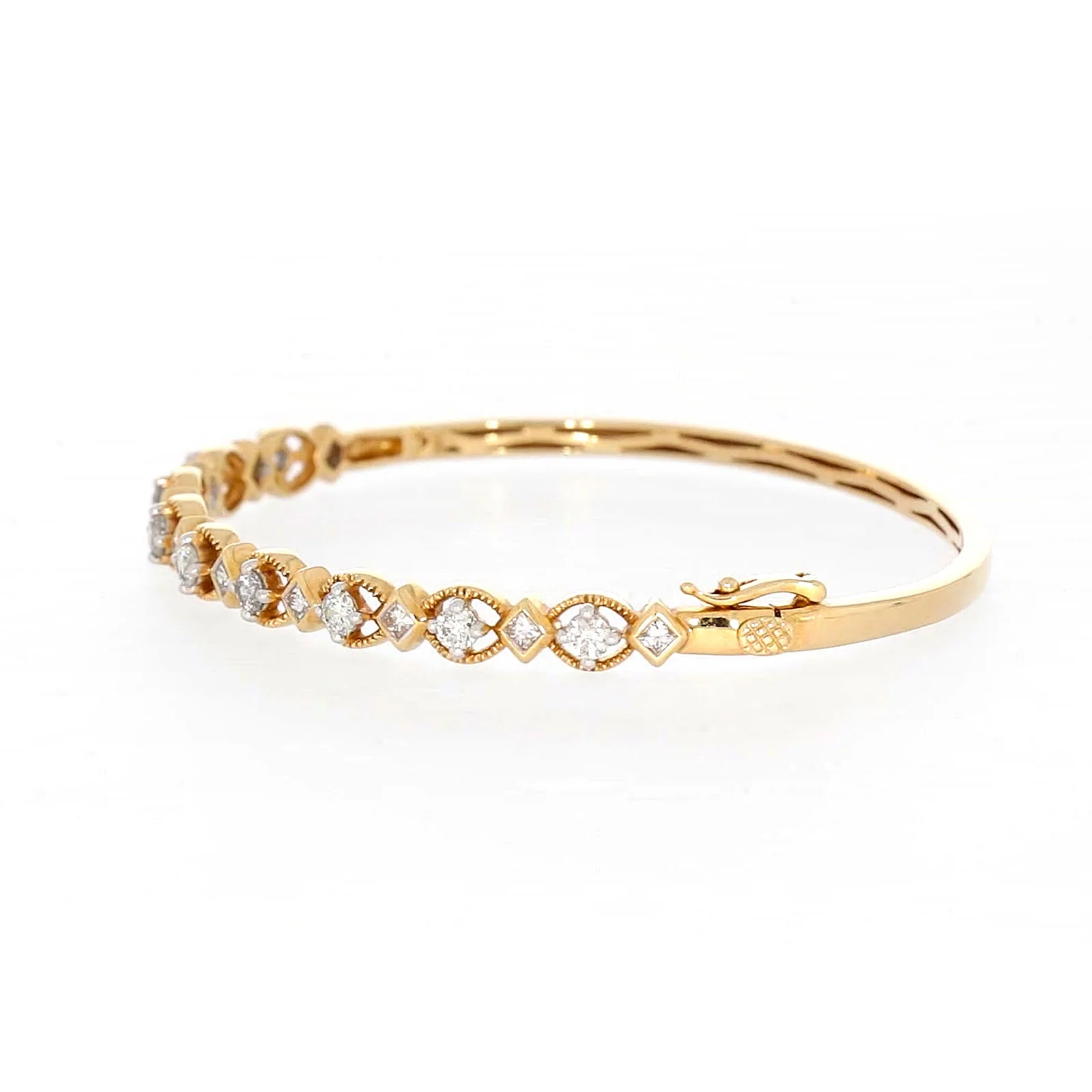 Paris 14ct Yellow Gold Princess & Round Brilliant Cut with 1 1/2 CARAT tw of Diamonds Bangle - Image 14