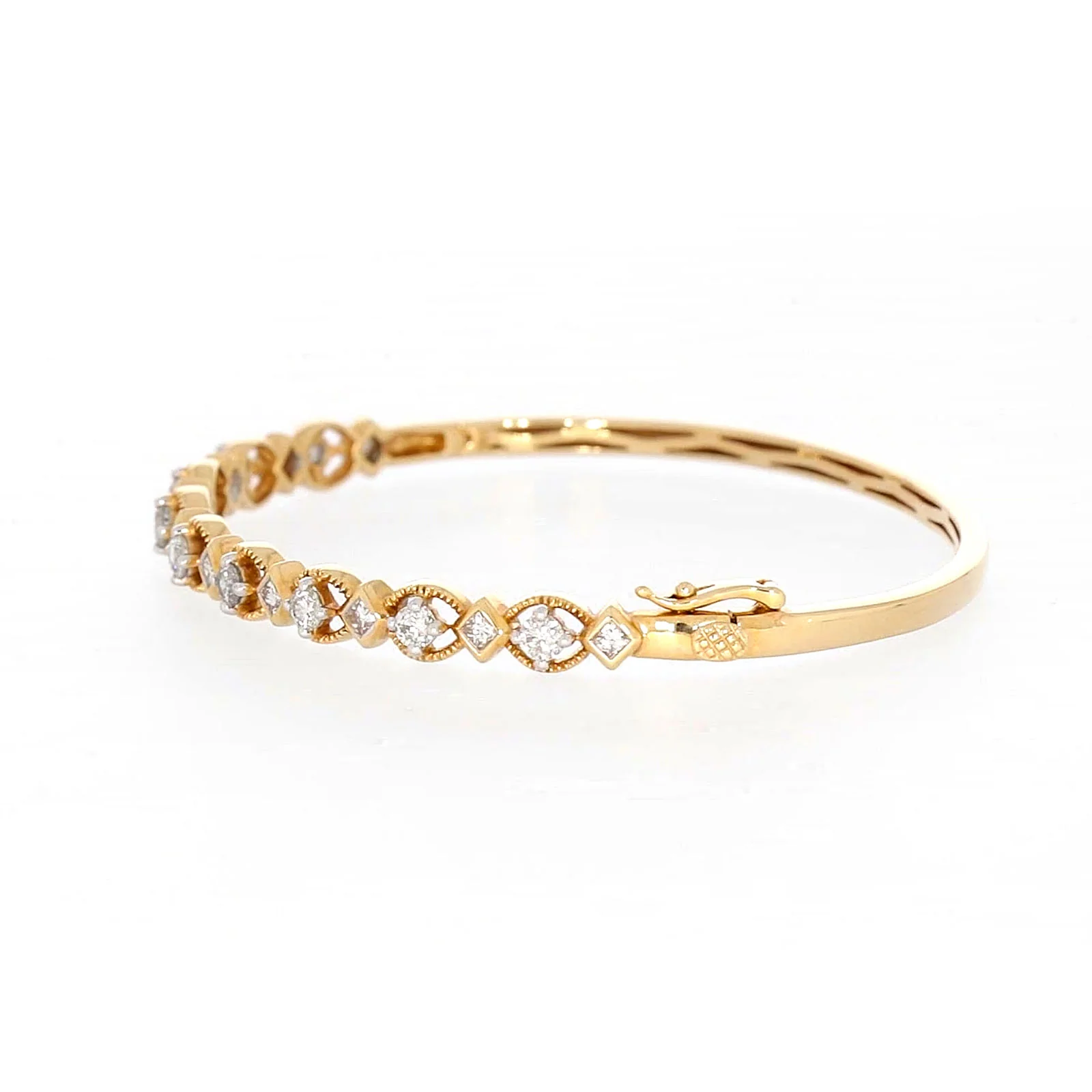 Paris 14ct Yellow Gold Princess & Round Brilliant Cut with 1 1/2 CARAT tw of Diamonds Bangle - Image 15