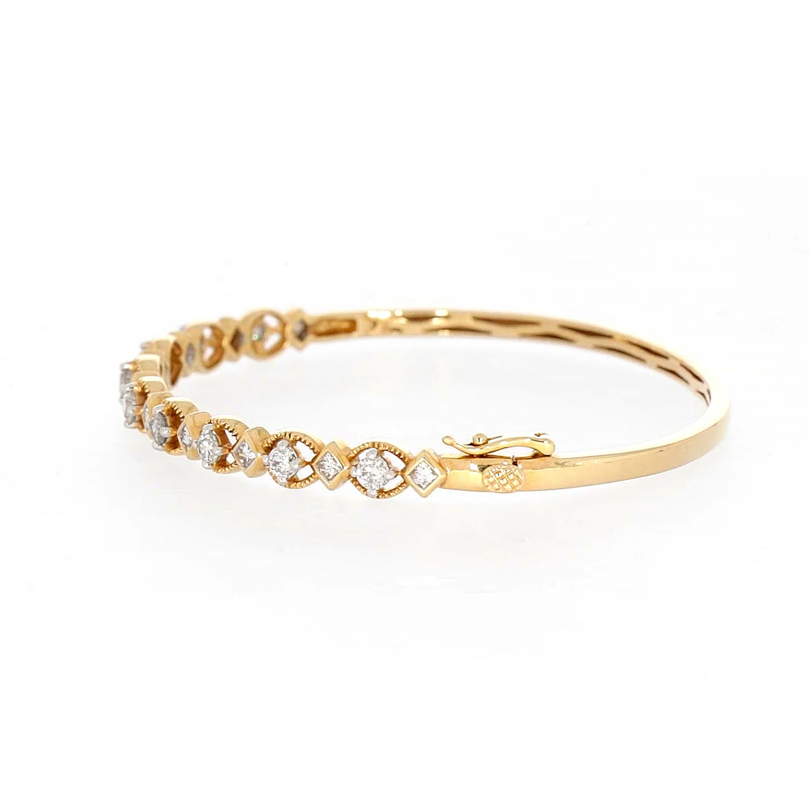 Paris 14ct Yellow Gold Princess & Round Brilliant Cut with 1 1/2 CARAT tw of Diamonds Bangle - Image 16