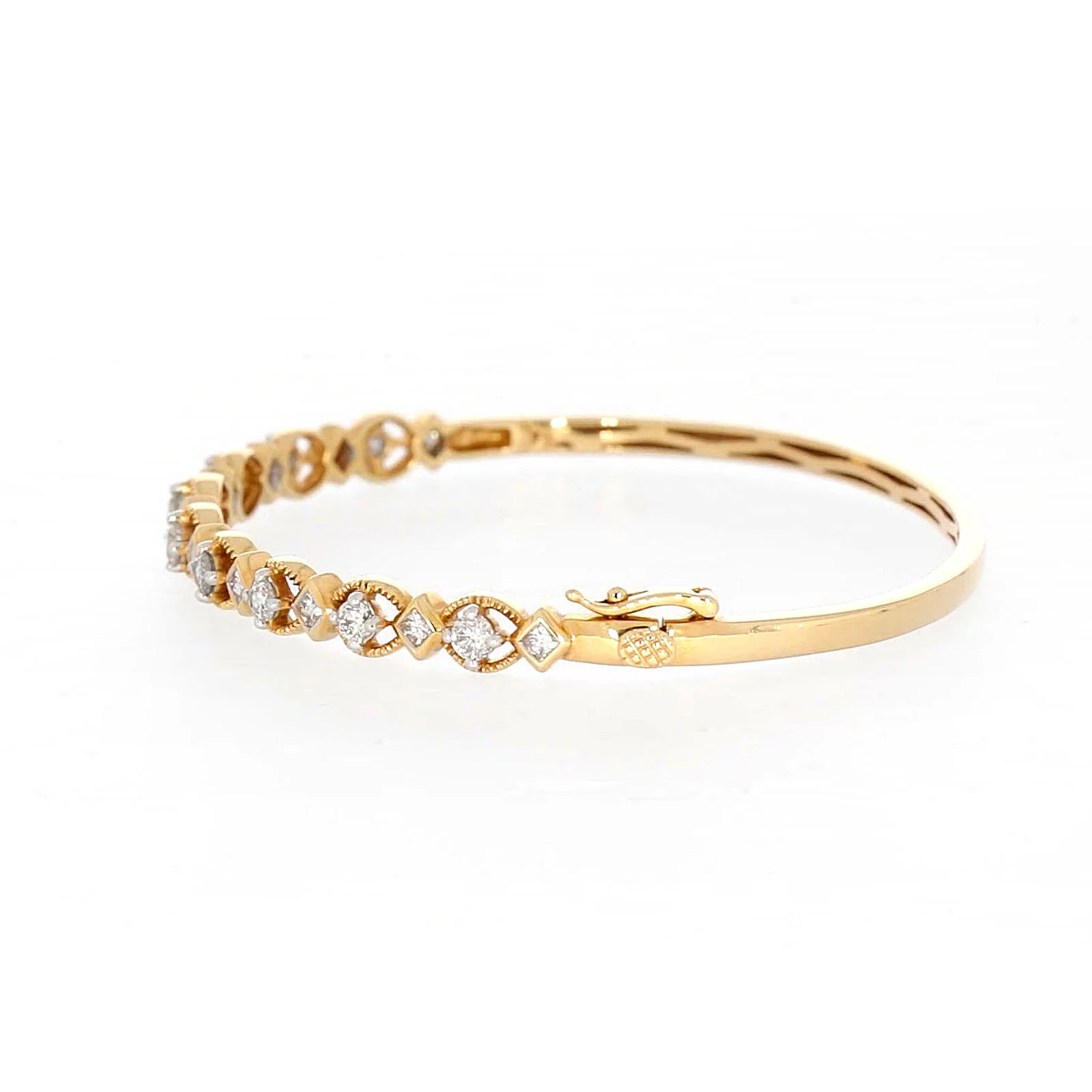 Paris 14ct Yellow Gold Princess & Round Brilliant Cut with 1 1/2 CARAT tw of Diamonds Bangle - Image 17