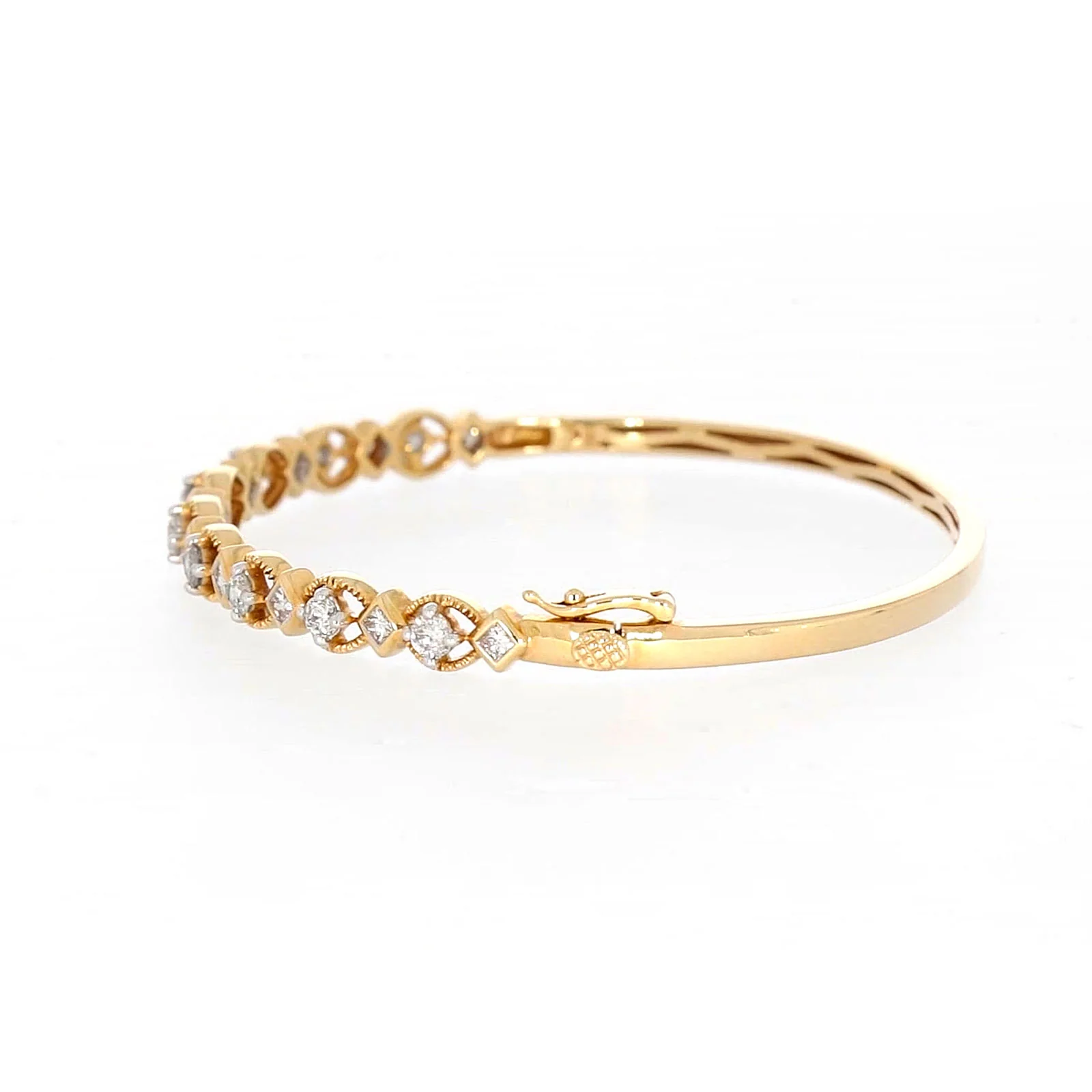 Paris 14ct Yellow Gold Princess & Round Brilliant Cut with 1 1/2 CARAT tw of Diamonds Bangle - Image 18