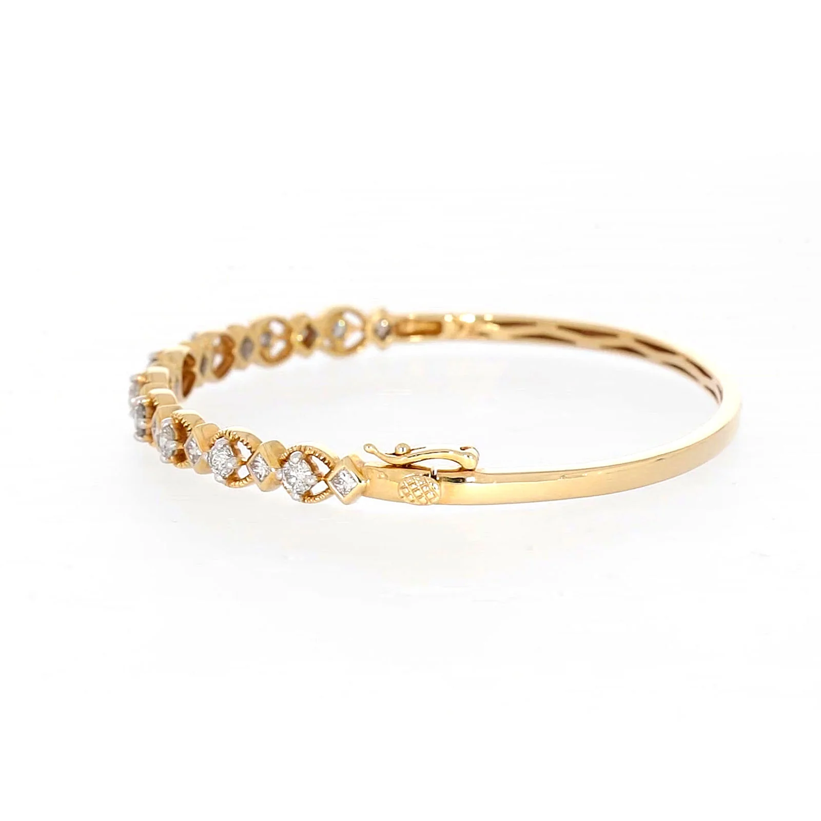 Paris 14ct Yellow Gold Princess & Round Brilliant Cut with 1 1/2 CARAT tw of Diamonds Bangle - Image 19