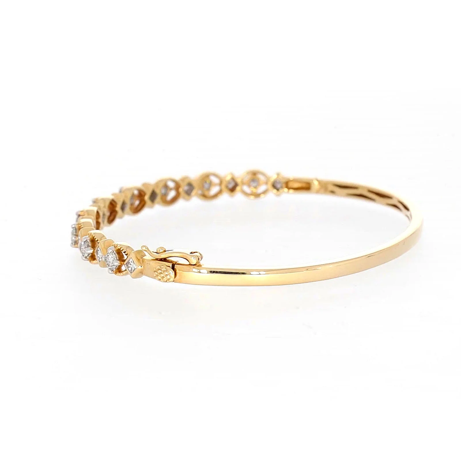 Paris 14ct Yellow Gold Princess & Round Brilliant Cut with 1 1/2 CARAT tw of Diamonds Bangle - Image 23